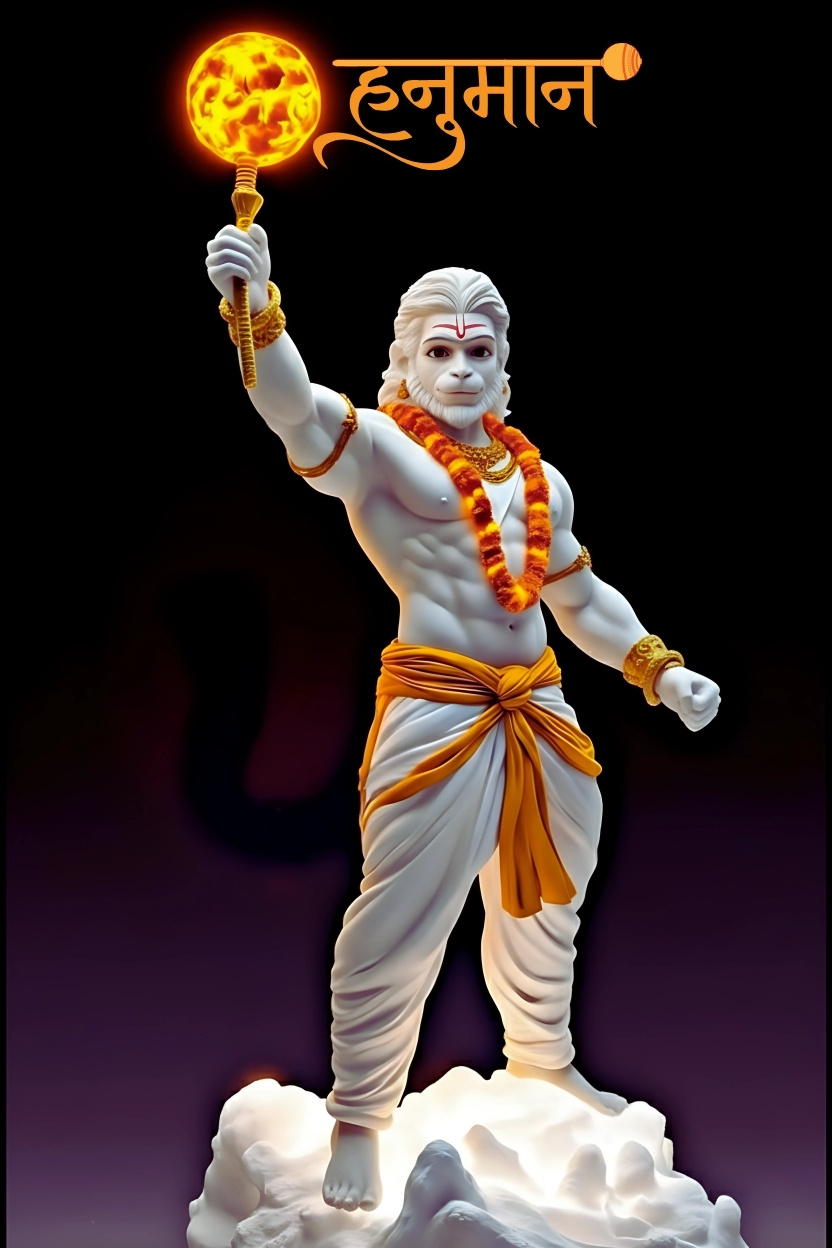 Hanuman Ji Divine White Idol Wallpaper