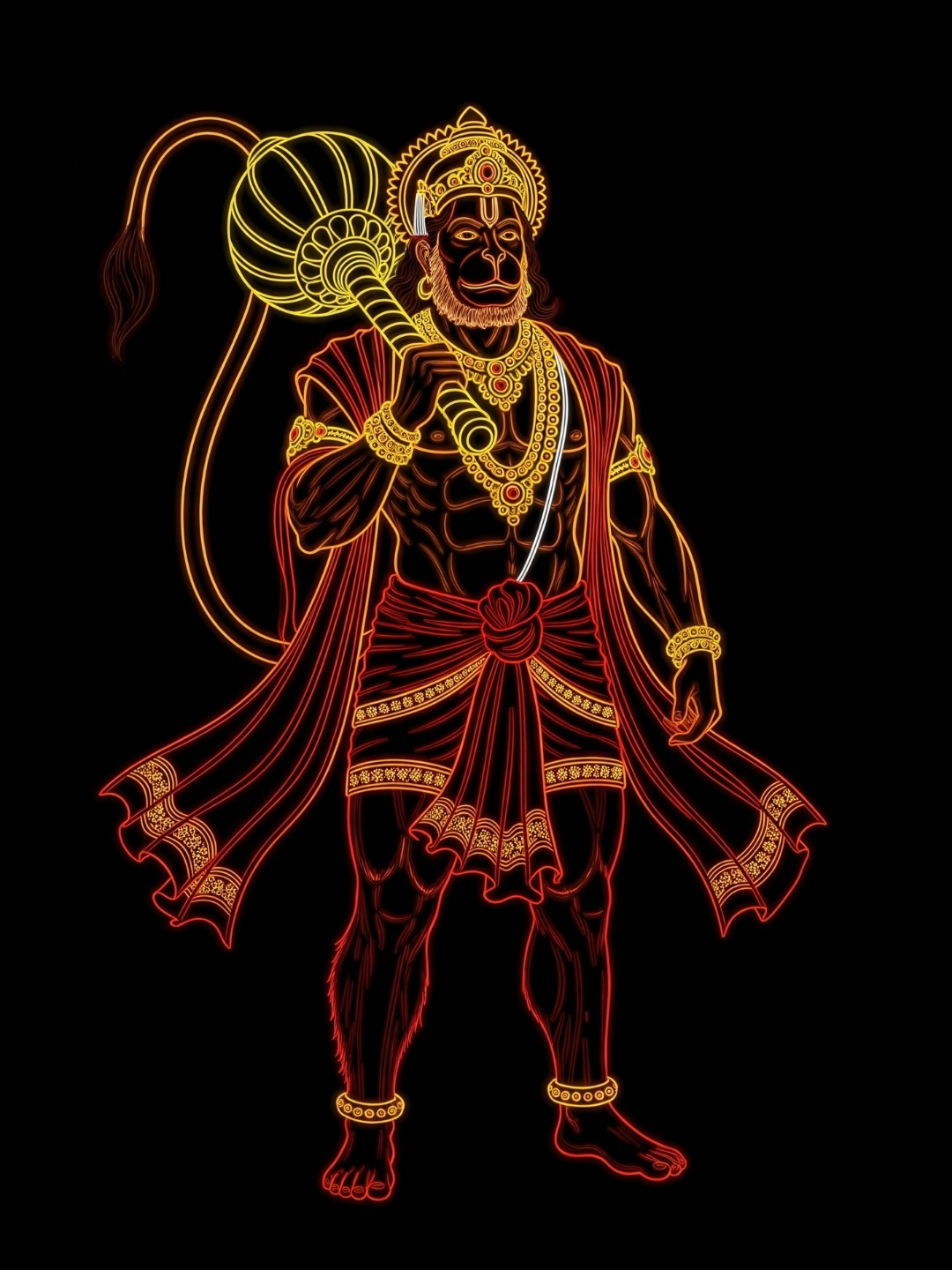 Lord Hanuman Neon Art Wallpaper