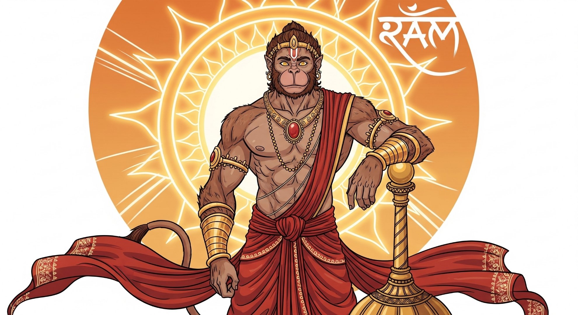 Lord Hanuman Powerful HD Wallpaper with Gada