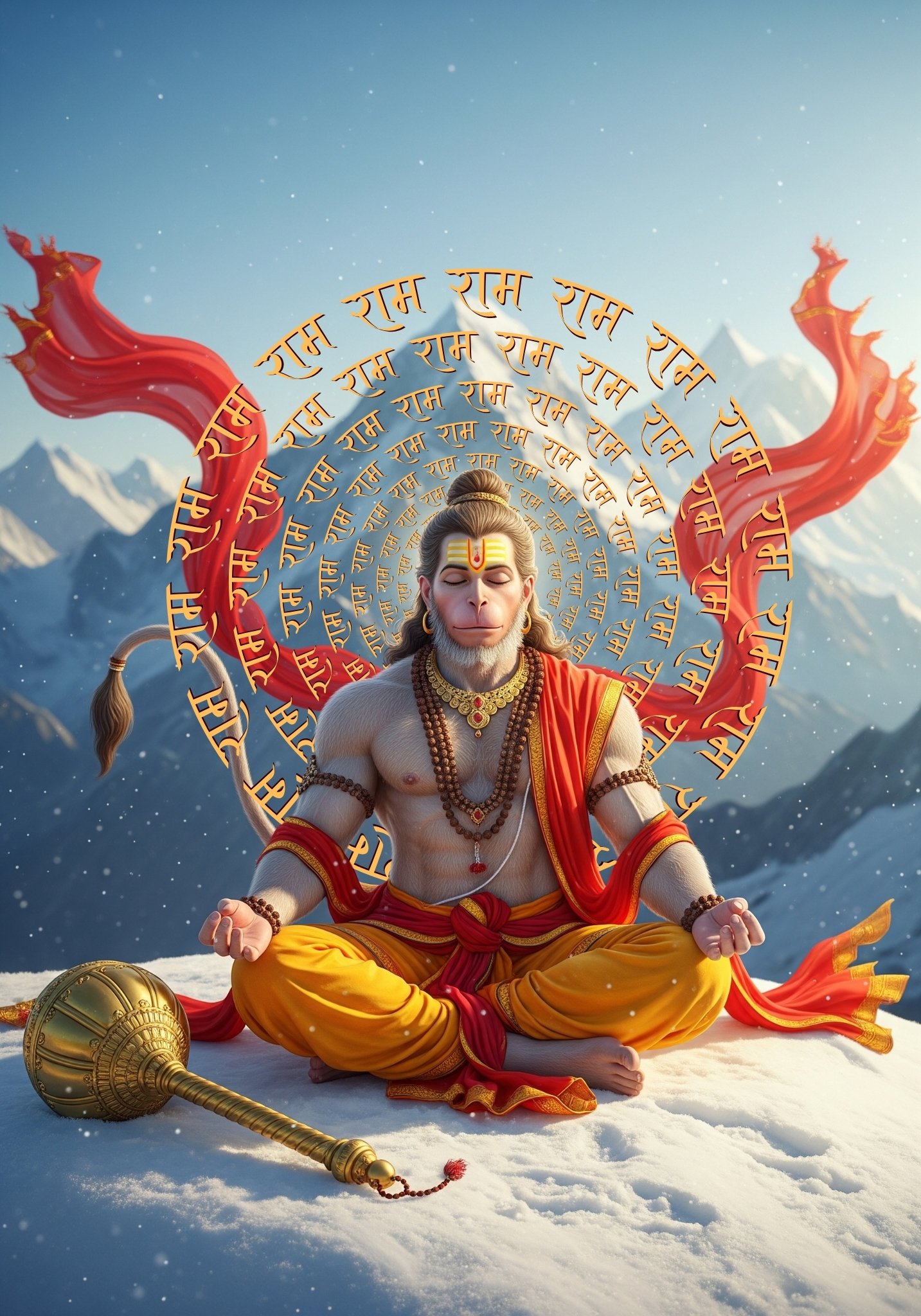 Hanuman Ji Meditation HD Wallpaper in Himalayas