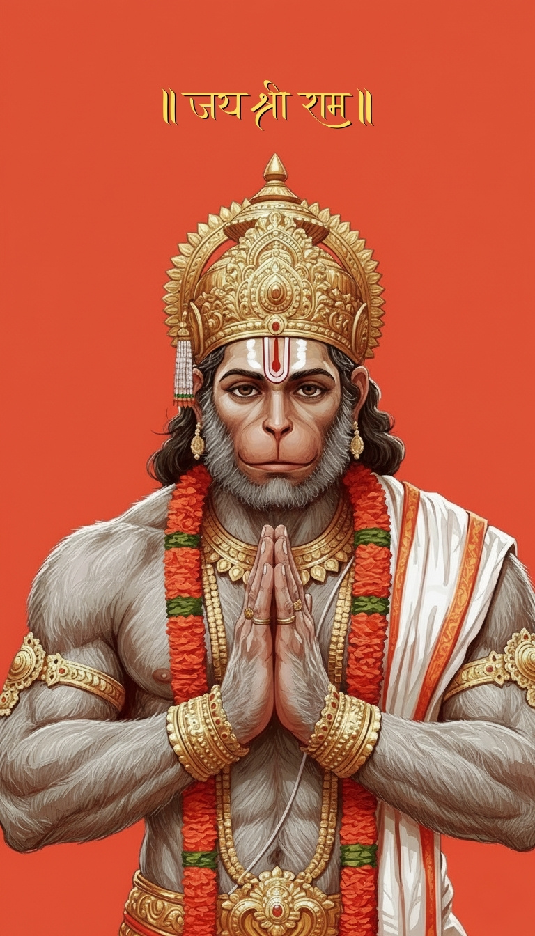 Hanuman Ji with Folded Hands | Jai Shri Ram Wallpaper