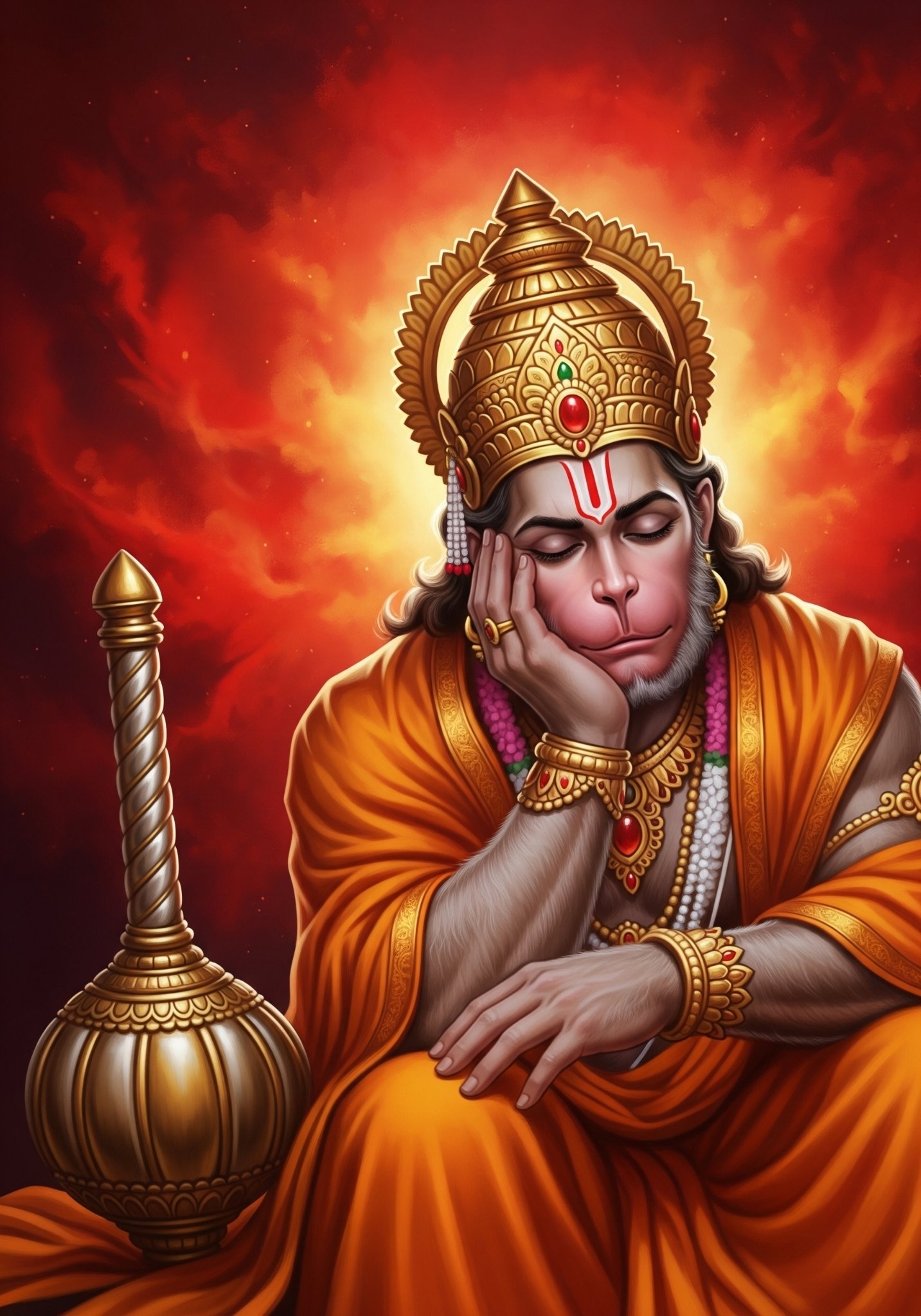 Peaceful Hanuman Ji Sleeping Wallpaper | Divine Art