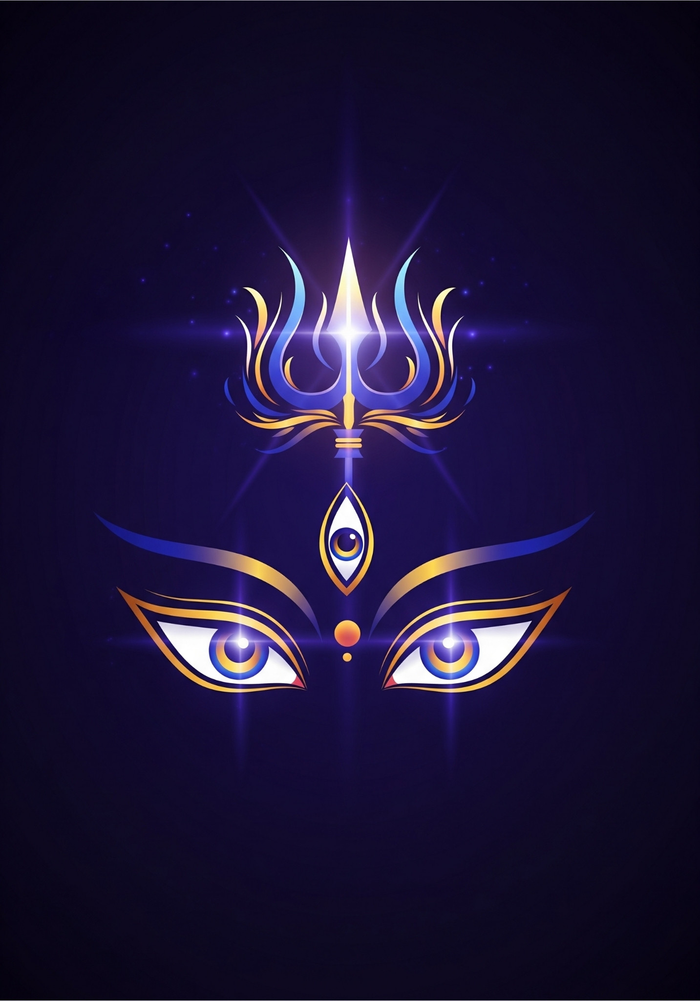 Divine Trishul and Goddess Eyes Wallpaper | Spiritual HD Art