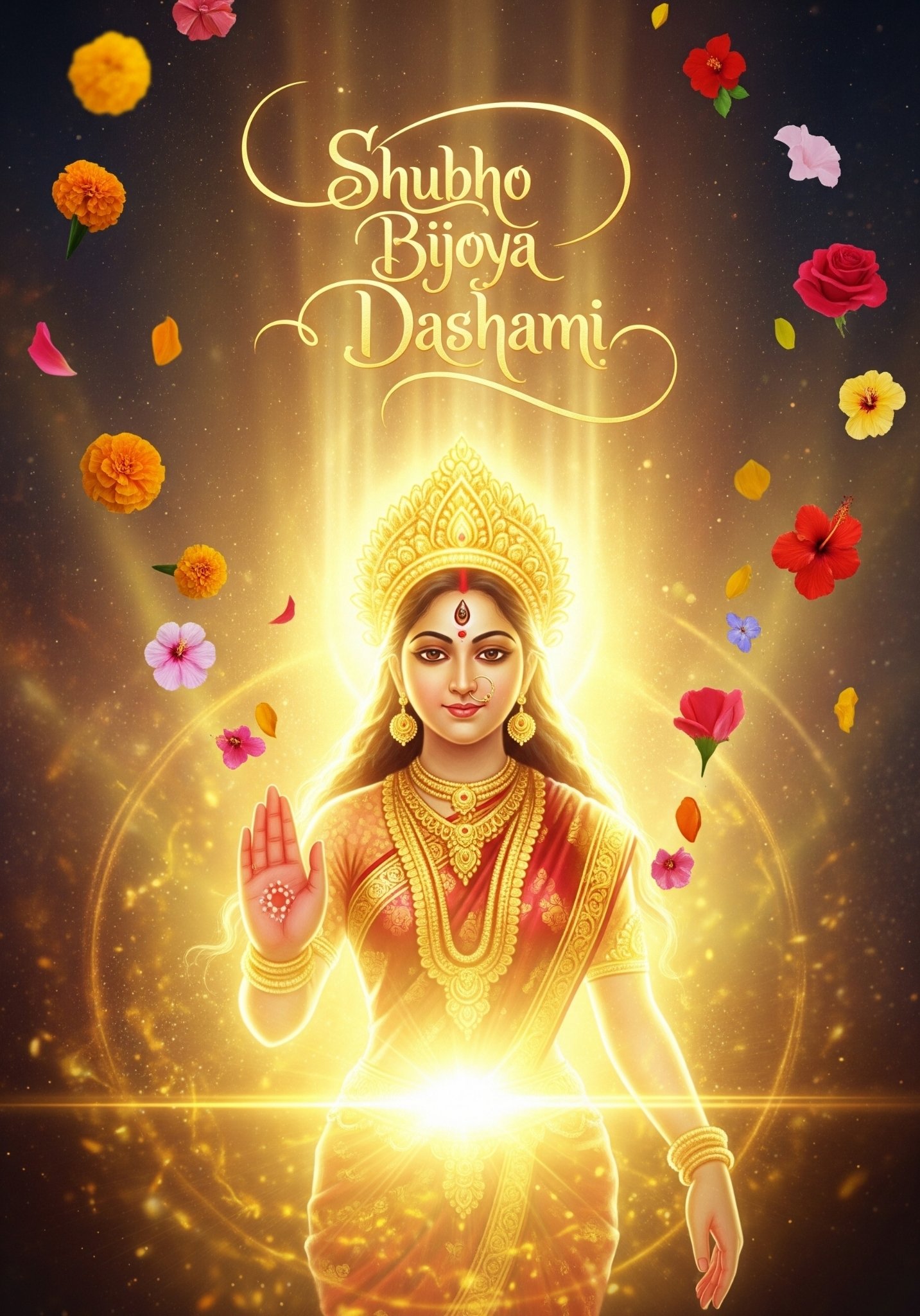 Divine Blessings: Shubho Bijoya Dashami 4K Wallpaper