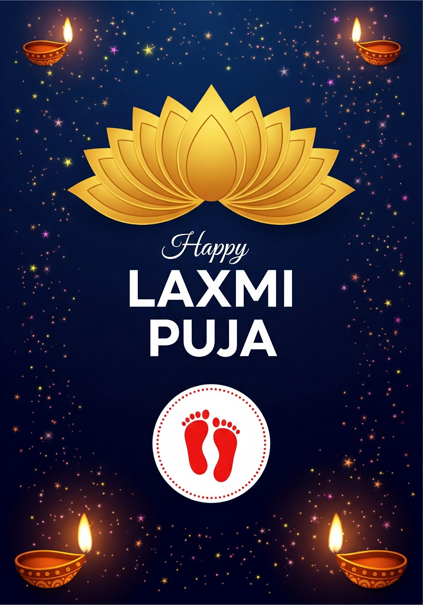 Elegant Laxmi Puja Greeting – Celebrate the Divine Blessings of Goddess Lakshmi