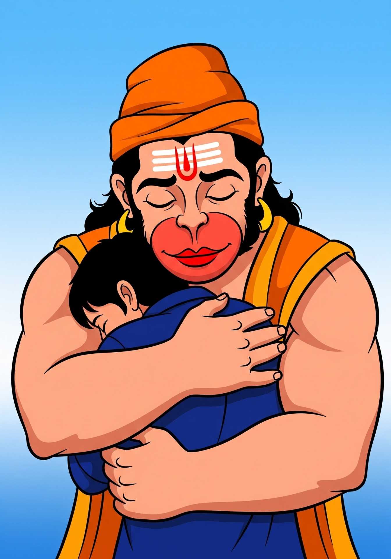 Hanuman Ji Hugging Child Emotional Wallpaper HD