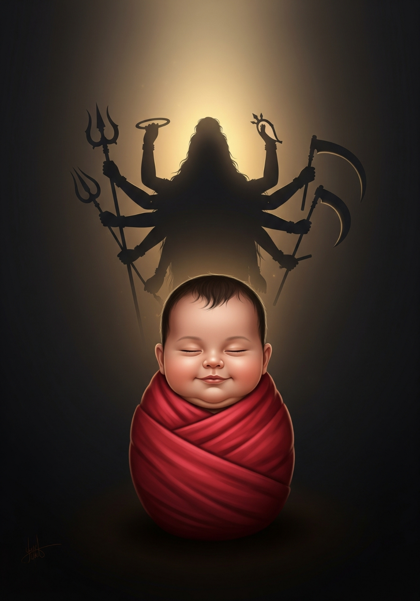 Baby Divine Form with Goddess Shadow Art