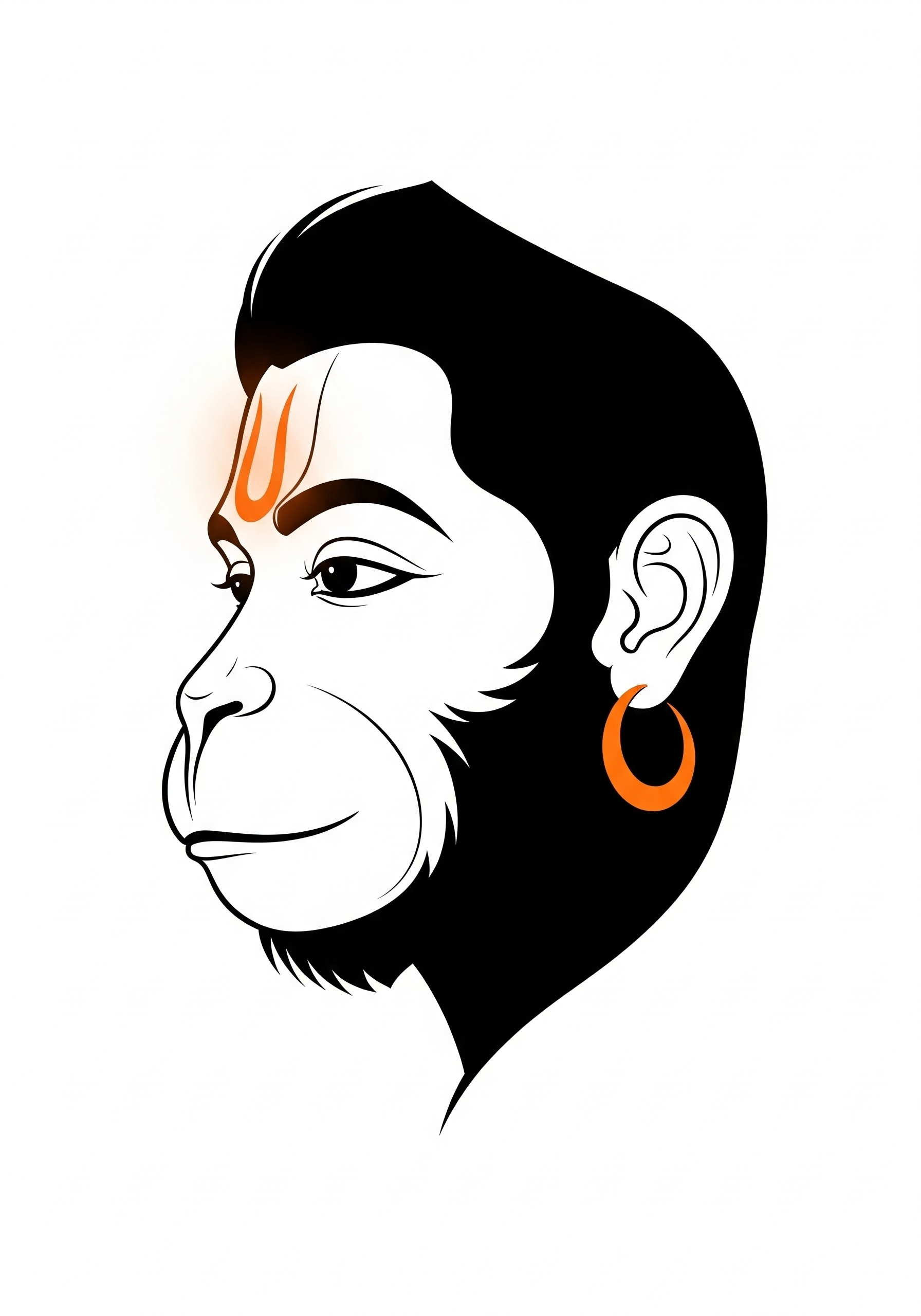 Elegant Minimal Hanuman Ji Vector Profile Art