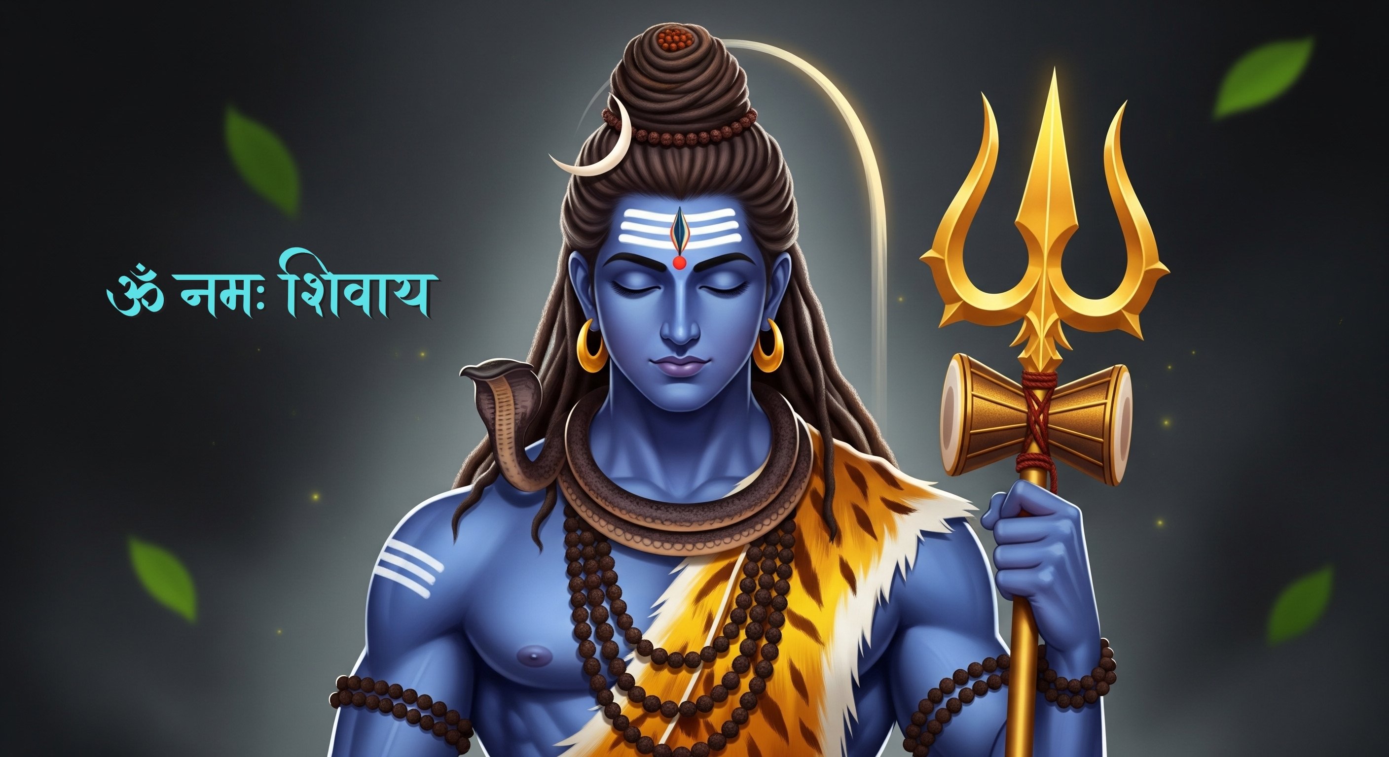 Mahadev Trishul HD Wallpaper with ॐ नमः शिवाय Text