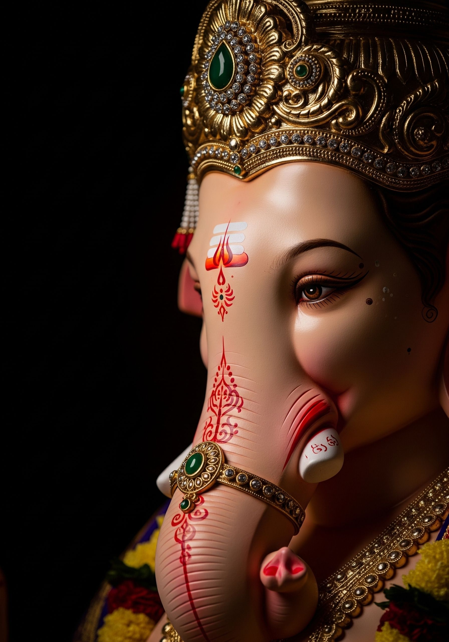 Divine Lord Ganesha with Golden Crown Wallpaper