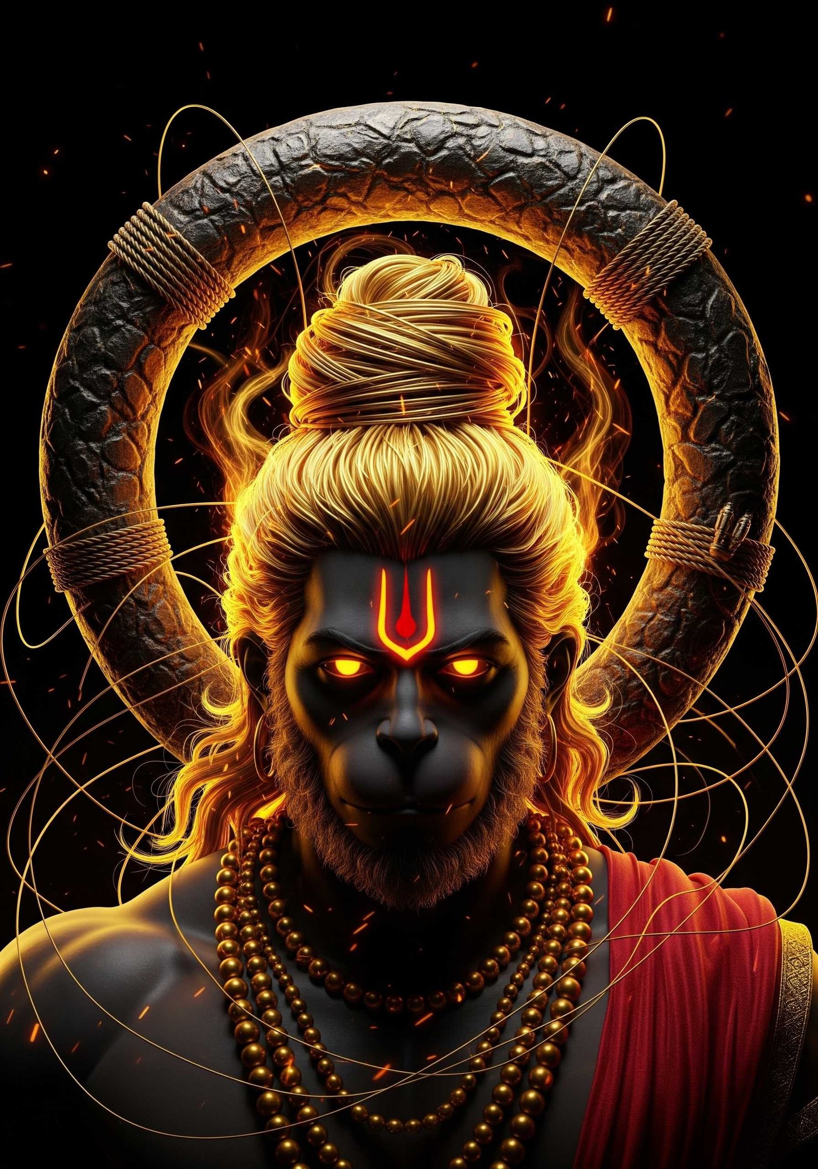 Fiery Divine Hanuman Ji Powerful HD Wallpaper