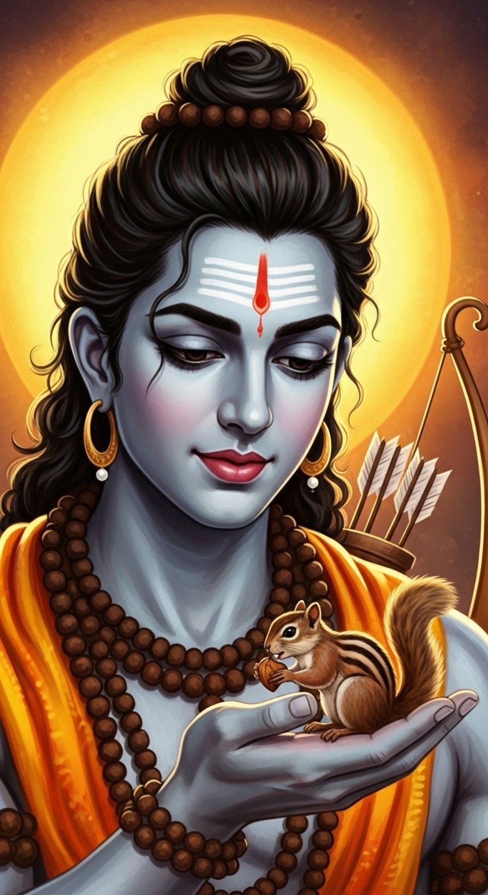 Lord Rama With Squirrel Blessings HD Spiritual Wallpaper