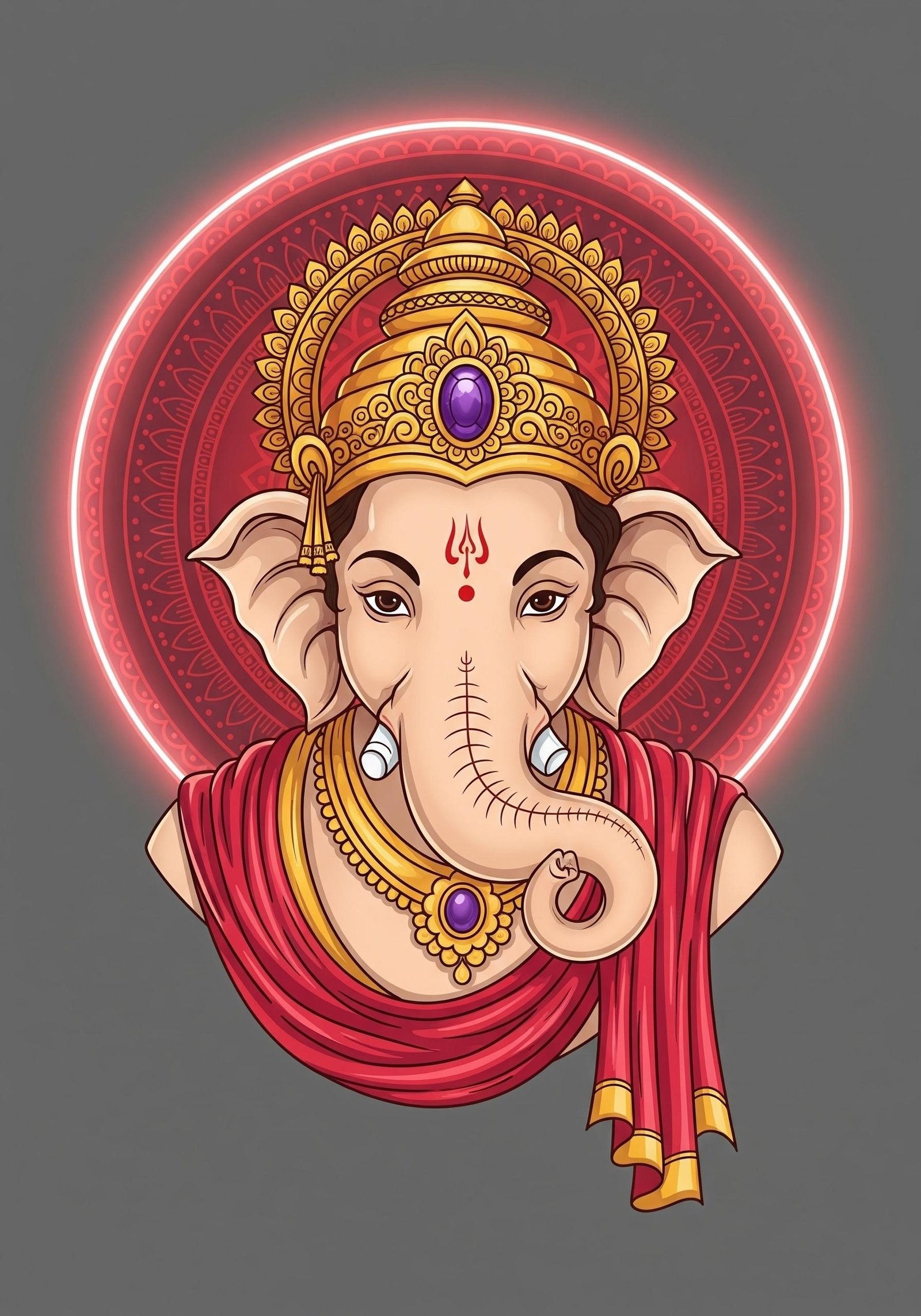 Divine Lord Ganesha Red Aura HD Wallpaper