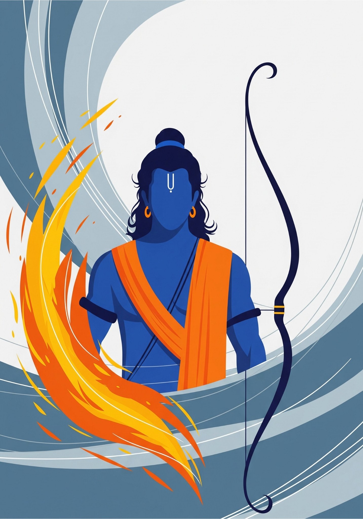 Abstract Lord Rama with Bow Divine Art Wallpaper