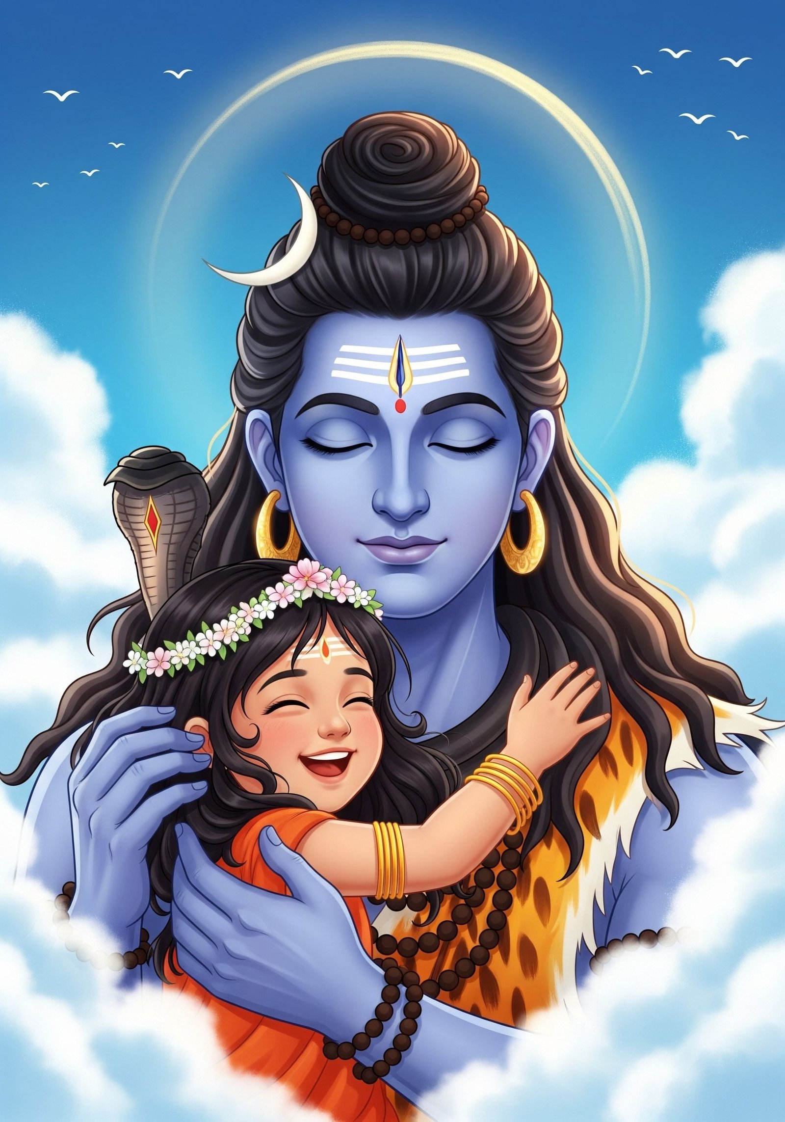 Shiva Embracing Little Devotee in Divine Love