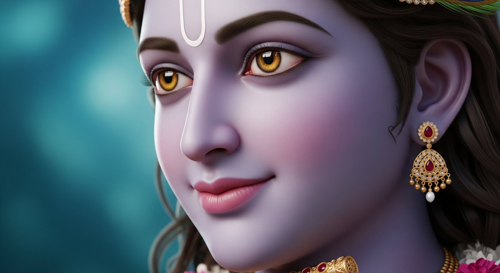 Graceful Close-Up Portrait of Lord Krishna