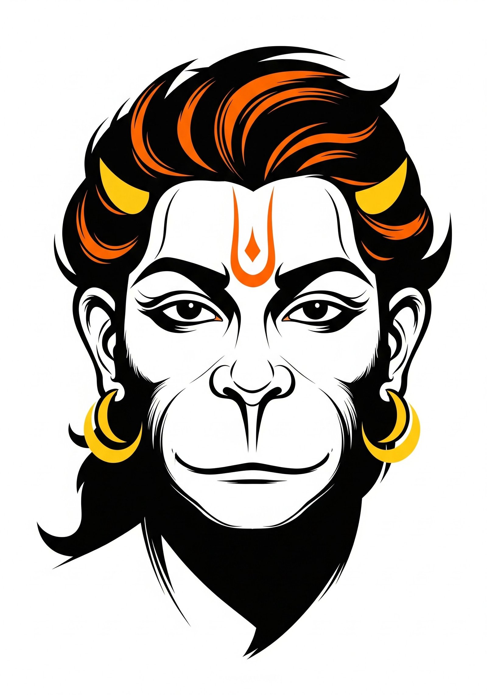 Bold Minimal Hanuman Face Art with Sacred Tilak