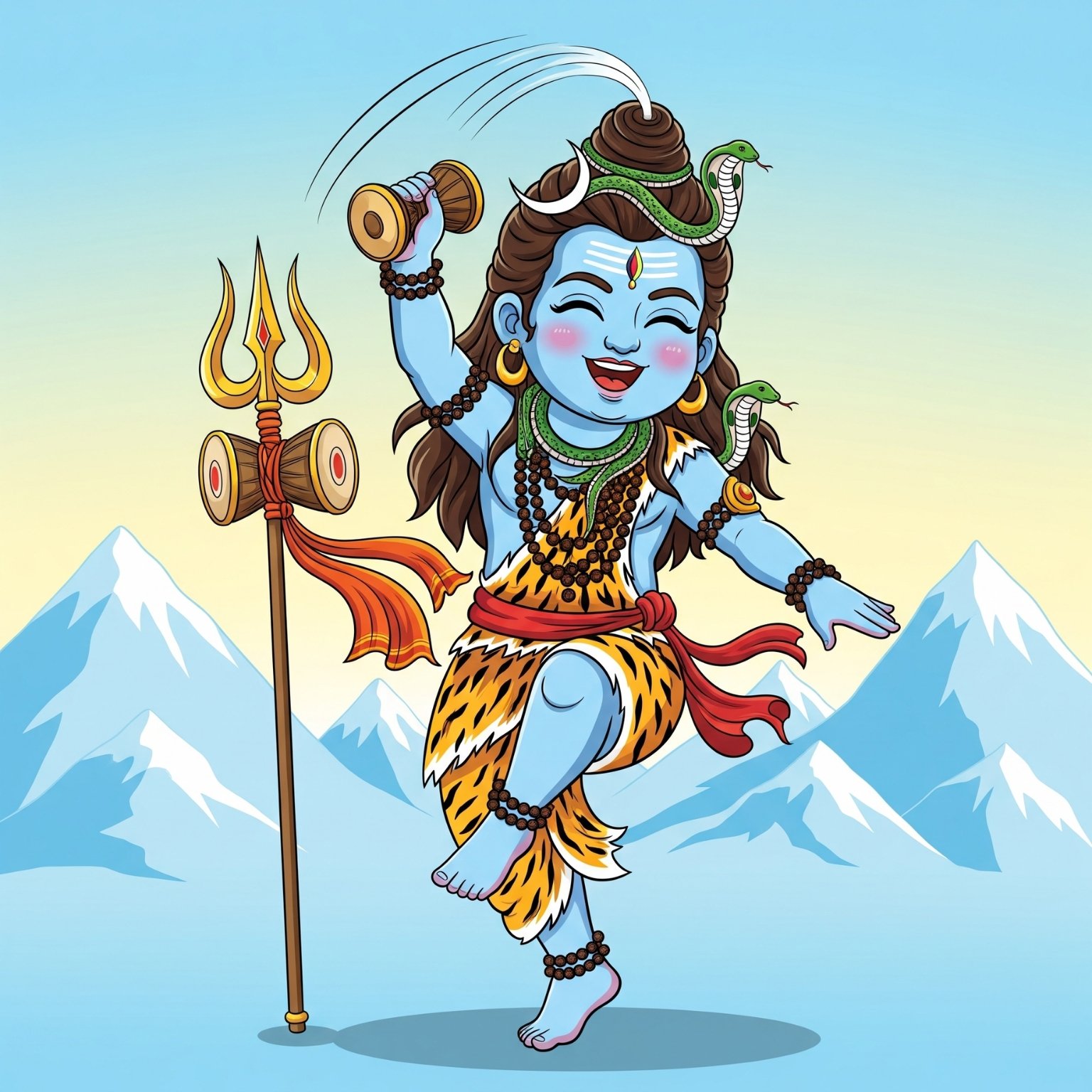 Cute Bal Shiva Dancing Joyfully on Kailash