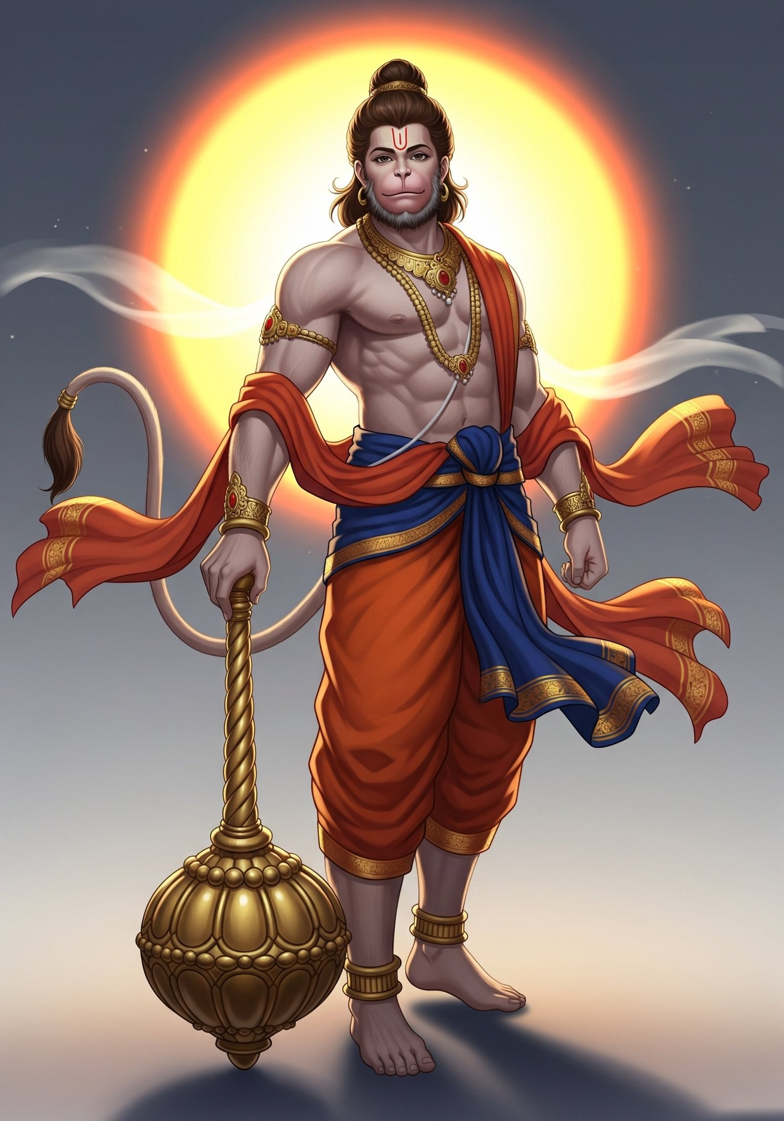 Valiant Hanuman Standing in Divine Radiance