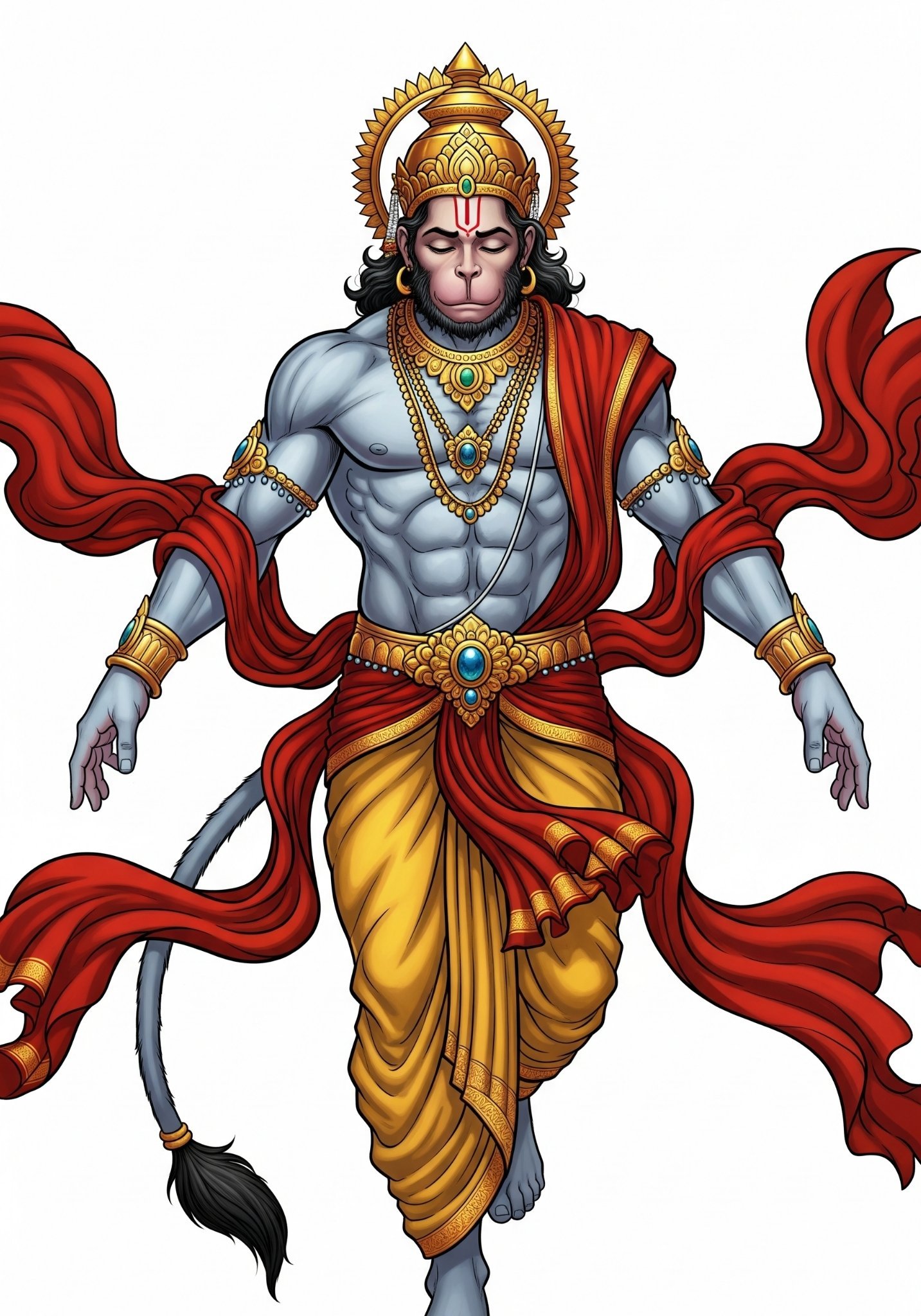 Majestic Hanuman Walking in Divine Strength