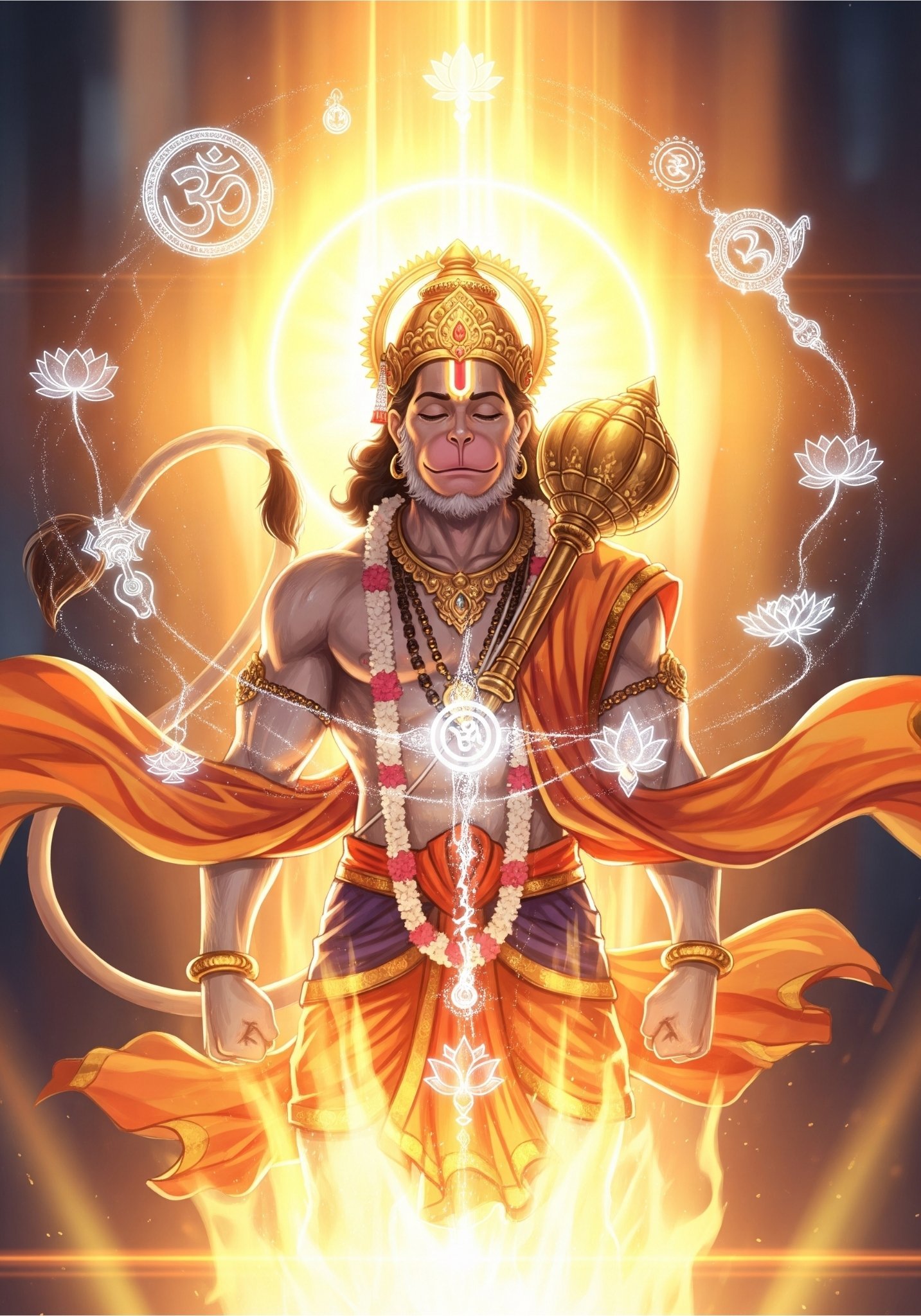 Divine Hanuman Radiating Spiritual Power and Devotion