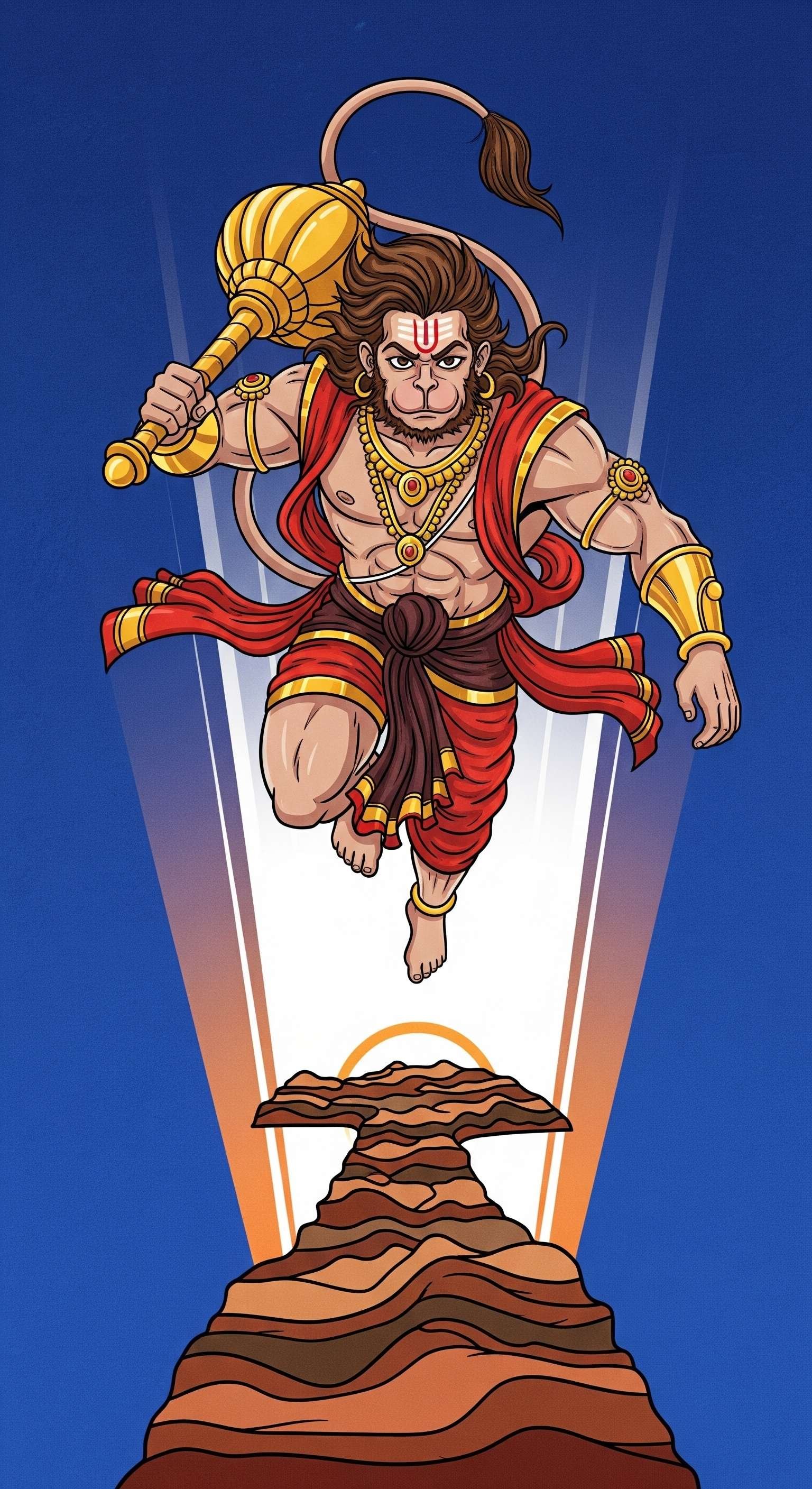 Lord Hanuman Leaping Over the Ocean – Symbol of Unstoppable Faith