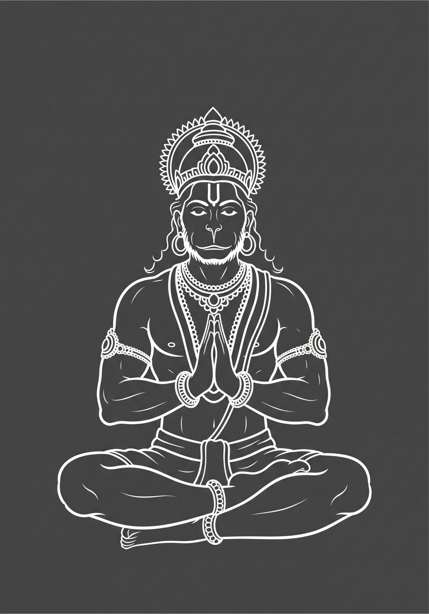 Minimal Hanuman Ji Meditation Line Art Wallpaper