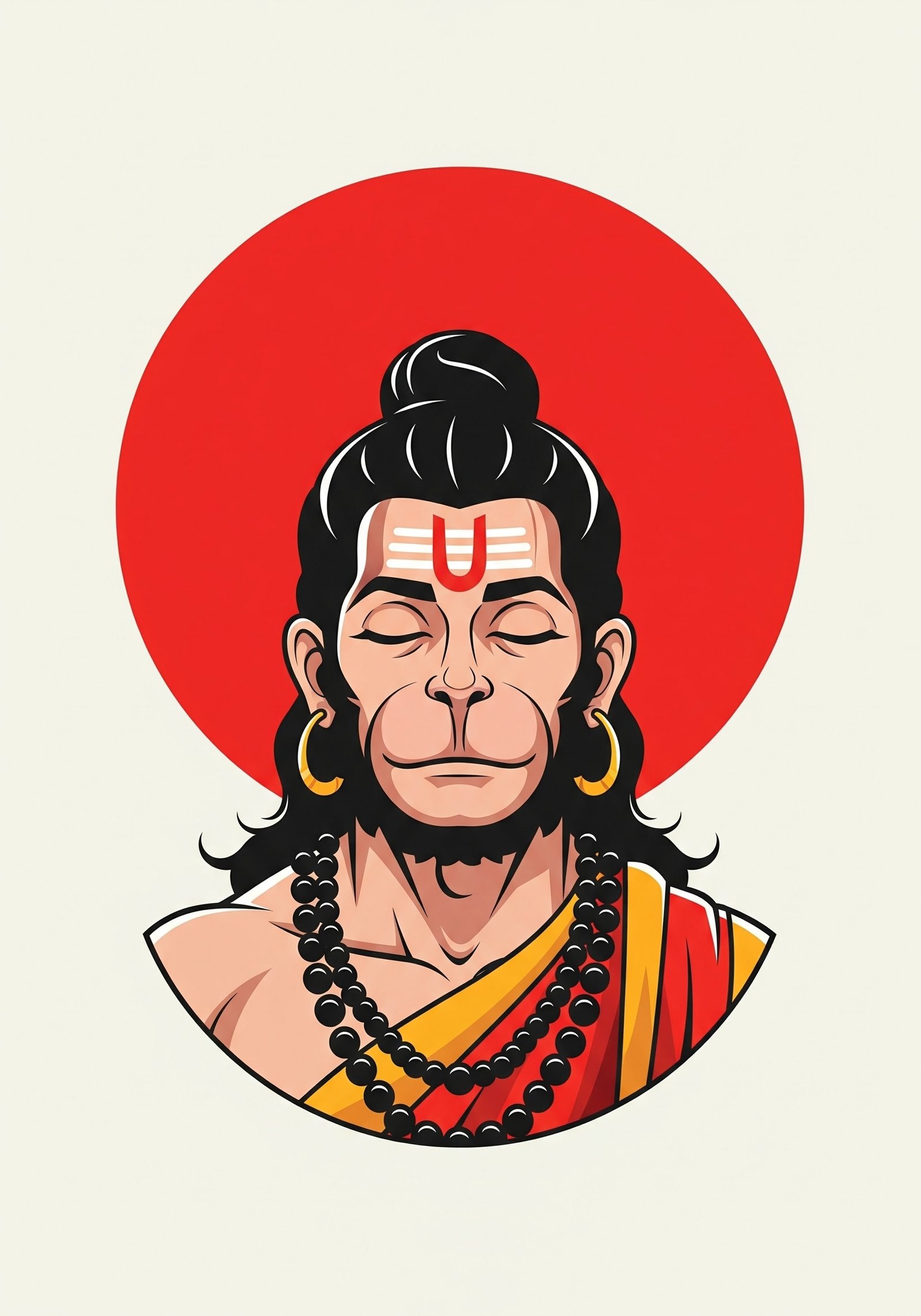 Minimal Hanuman Meditation Divine Artwork