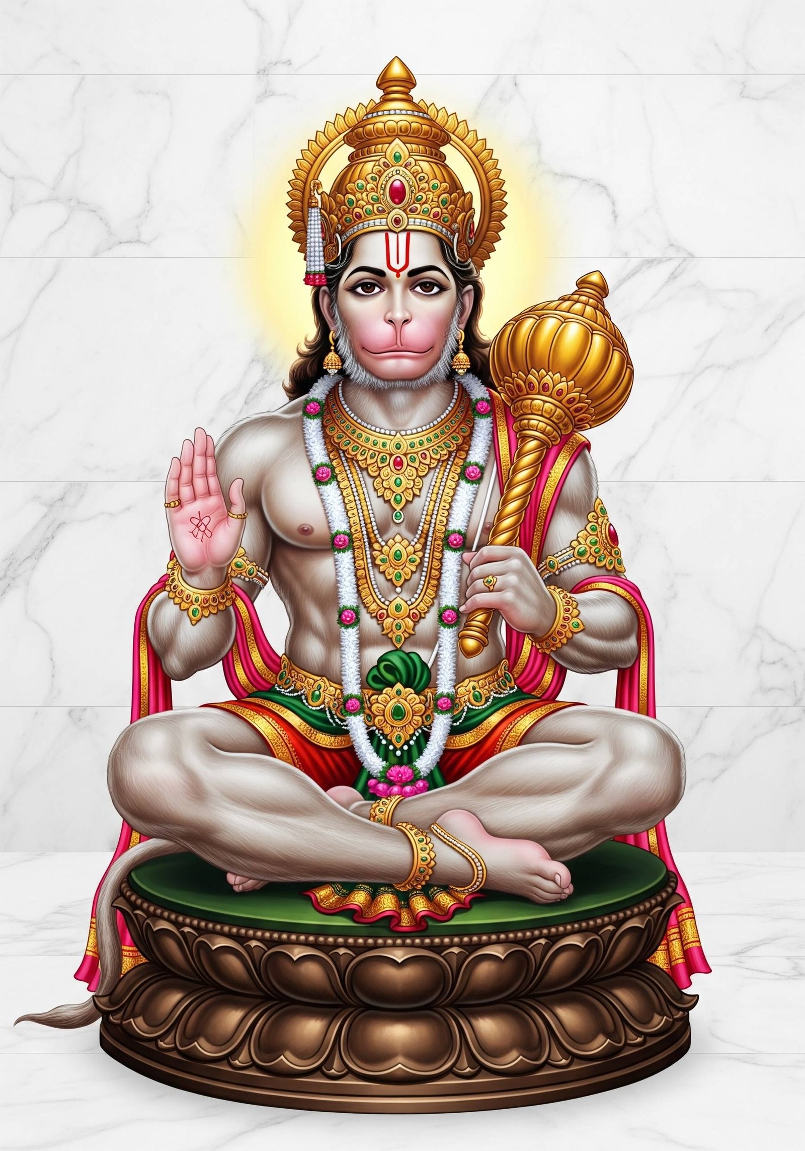 Divine Hanuman Sitting in Blessing Pose