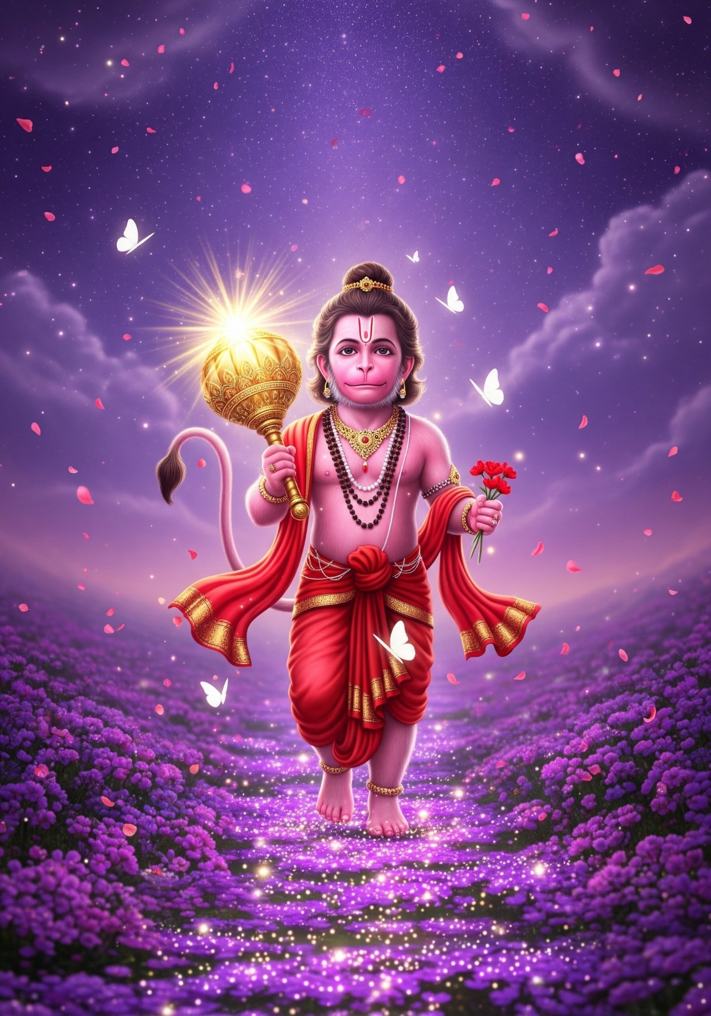 Divine Bal Hanuman Walking on the Blessed Path of Light