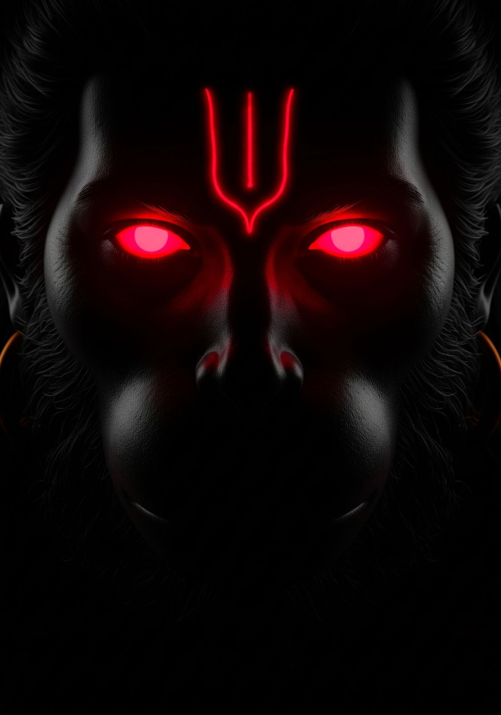 Fiery Glowing Eyes Hanuman Dark Powerful Portrait