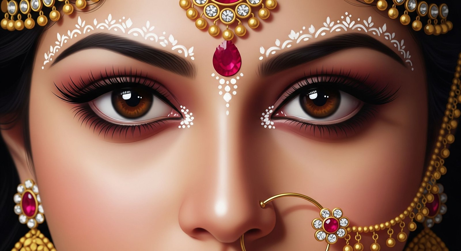 Divine Devi Eyes Close-Up Graceful Indian Beauty