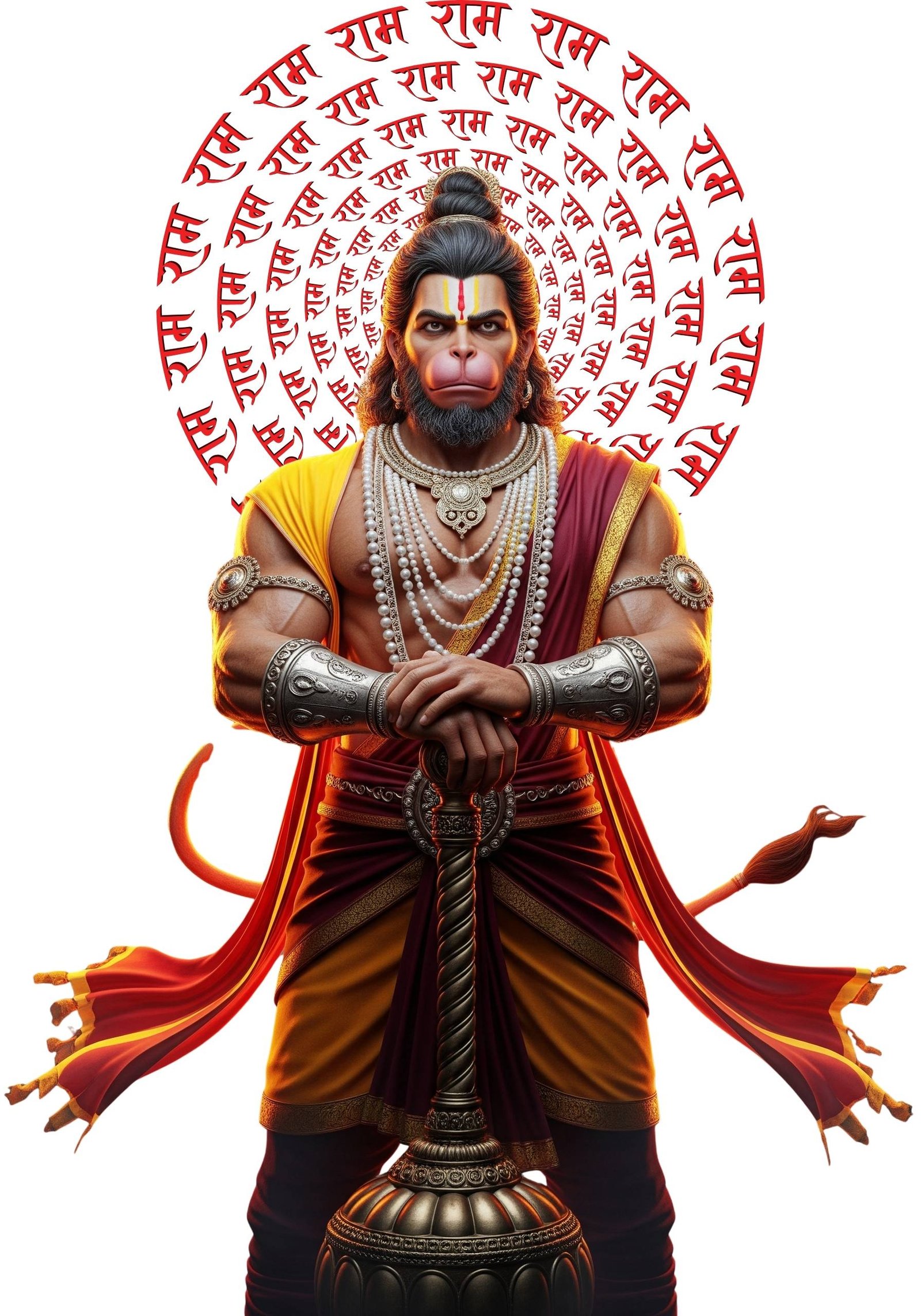 Divine Hanuman With Radiant Ram Mantra Aura