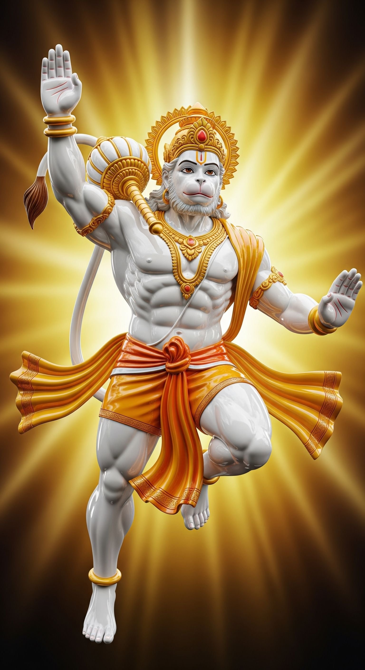 Divine Hanuman in Radiant Golden Aura