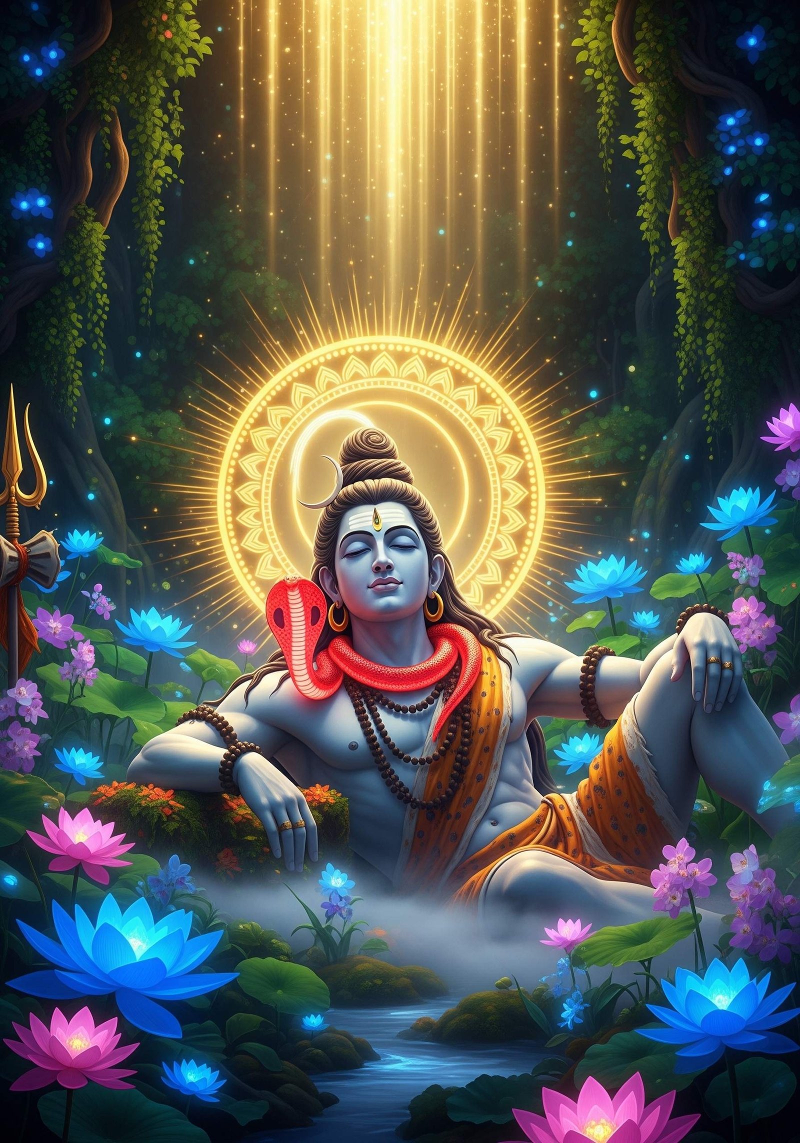 Divine Serenity of Lord Shiva in Celestial Meditation