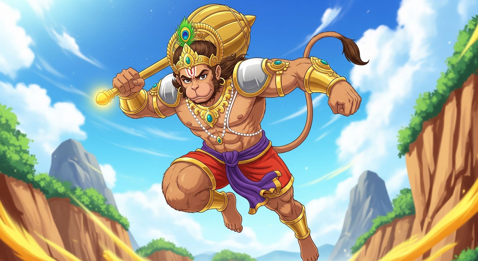 Valiant Hanuman Soaring with Devotion and Power