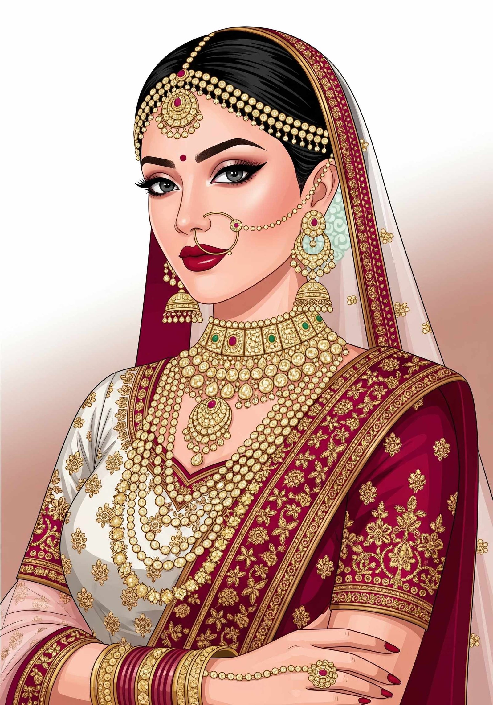 Elegant Indian Bride in Royal Red and Gold Attire