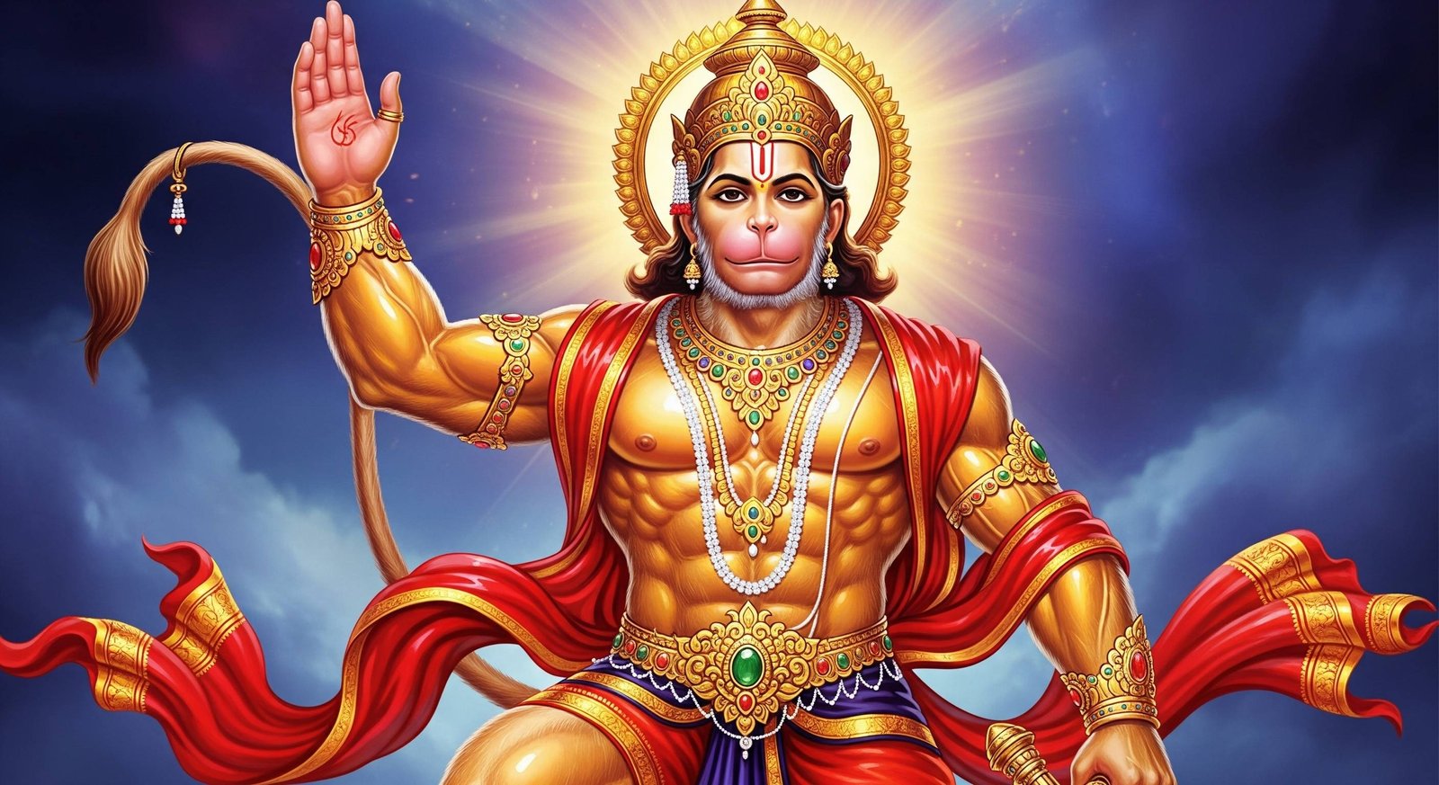 Divine Lord Hanuman Blessing Pose HD Artwork