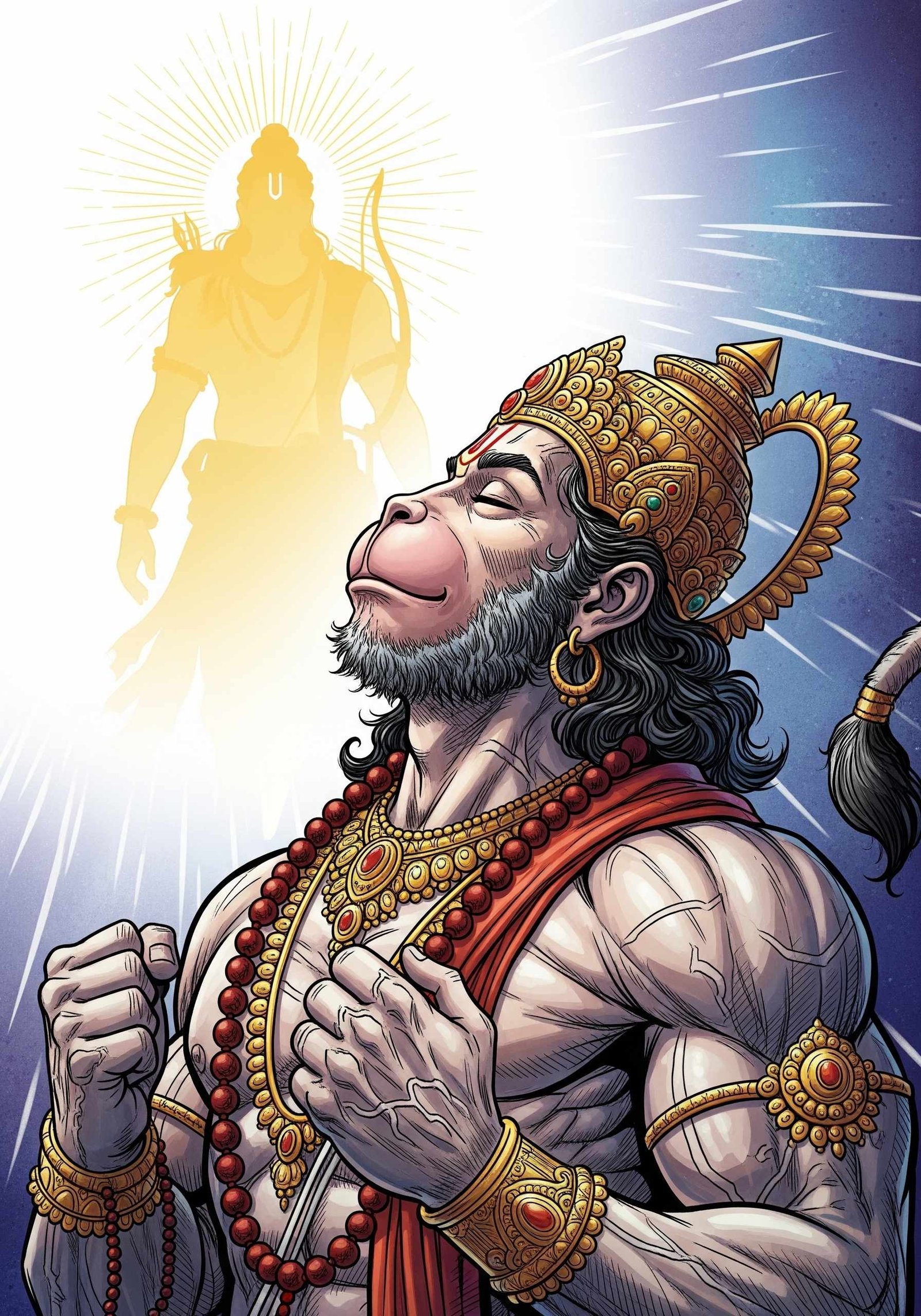 Devotion of Hanuman Facing Lord Rama’s Divine Light