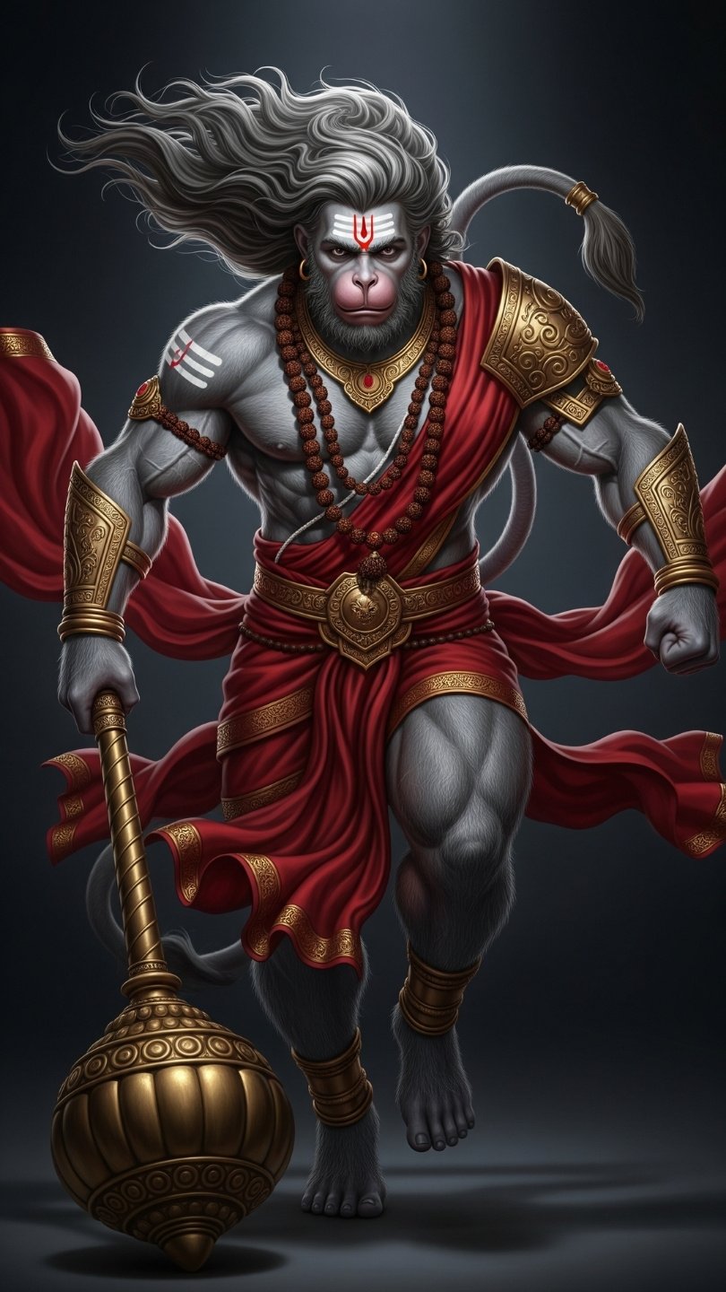 Powerful Lord Hanuman 4K Warrior Wallpaper
