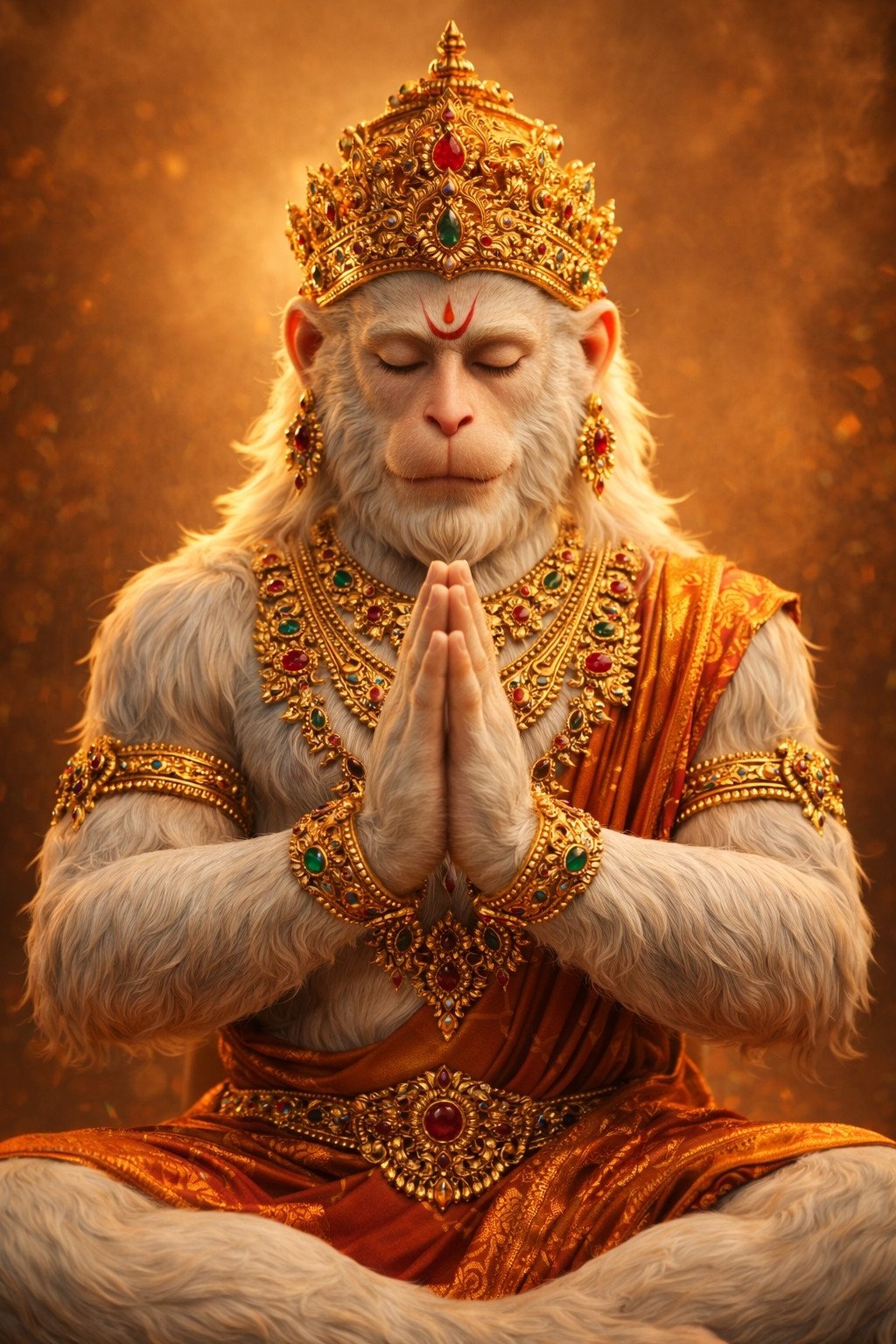 Peaceful Lord Hanuman in Deep Meditation Pose
