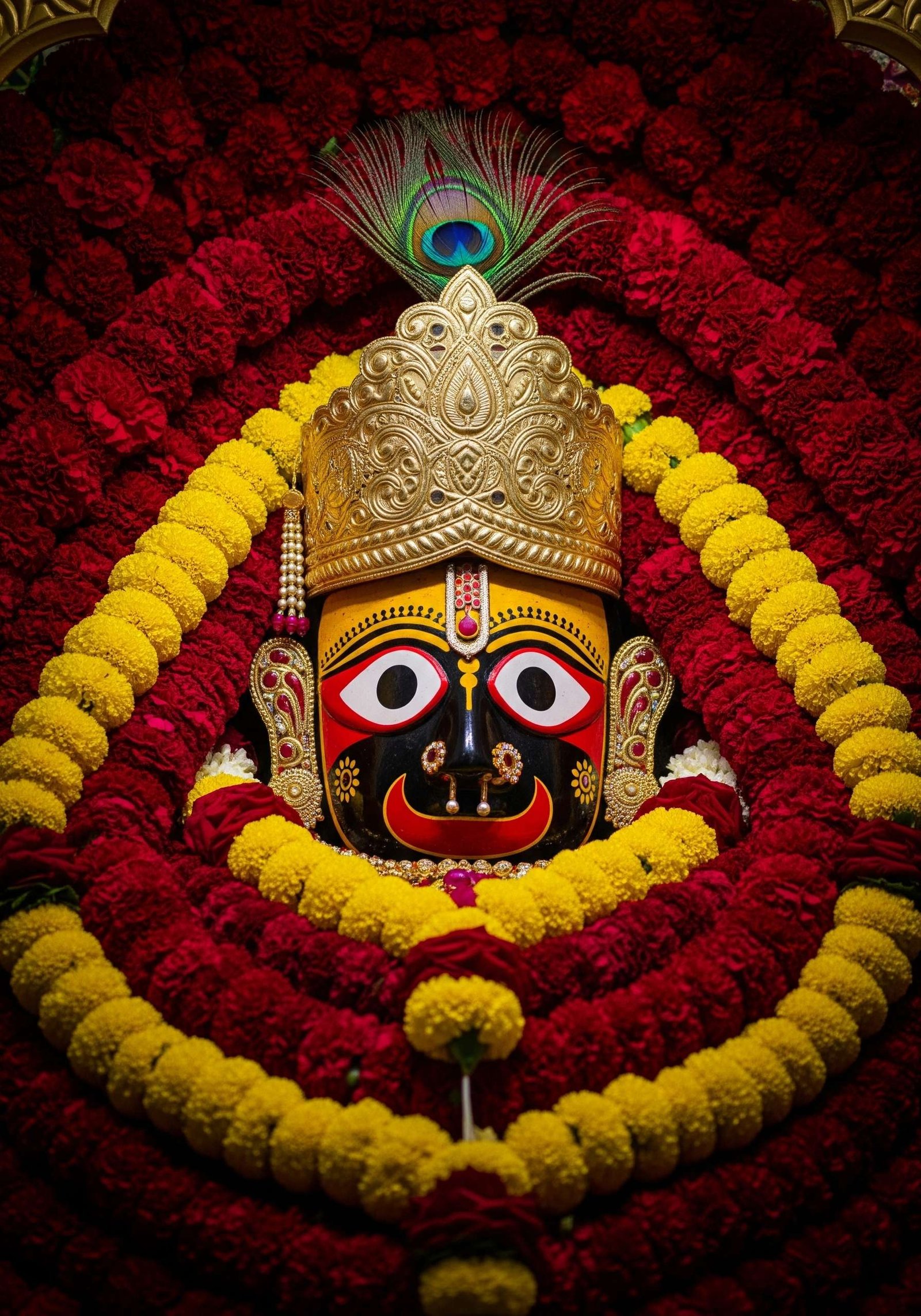 Divine Lord Jagannath Face with Floral Garlands