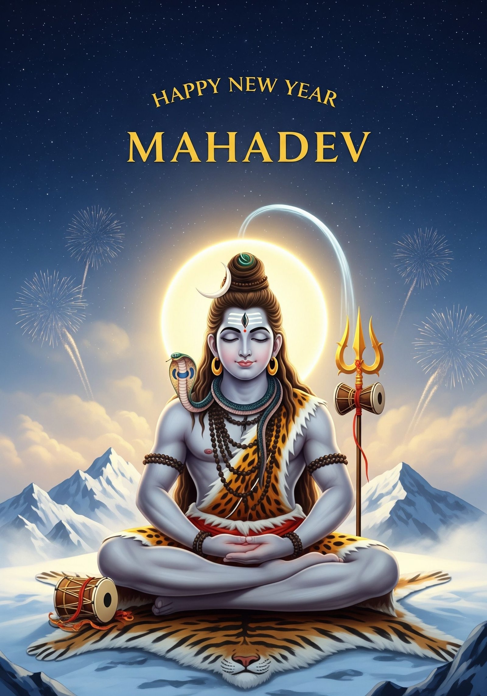 Happy New Year Mahadev Meditation Wallpaper