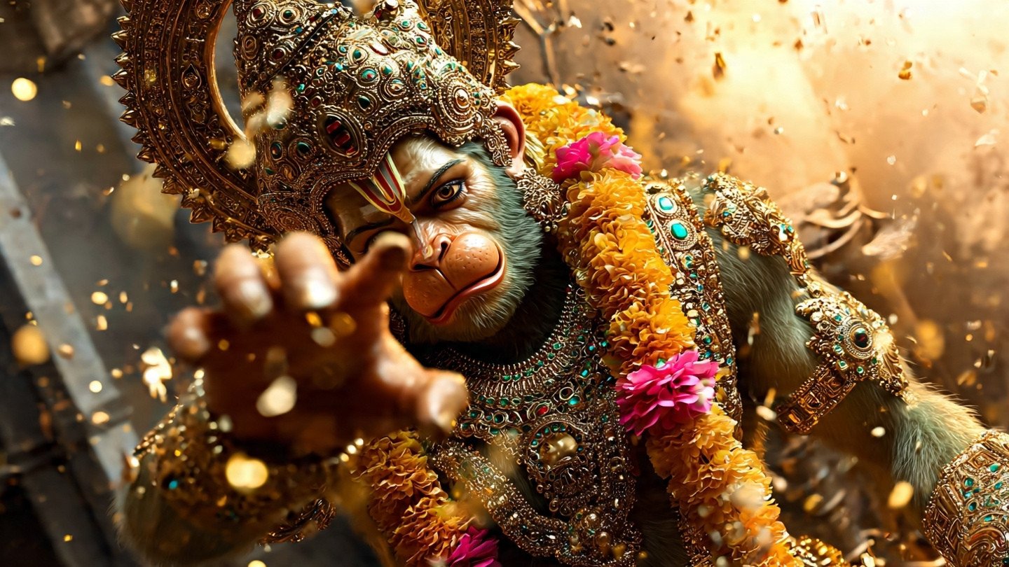 Divine Hanuman Golden Energy Blessings Wallpaper 2026