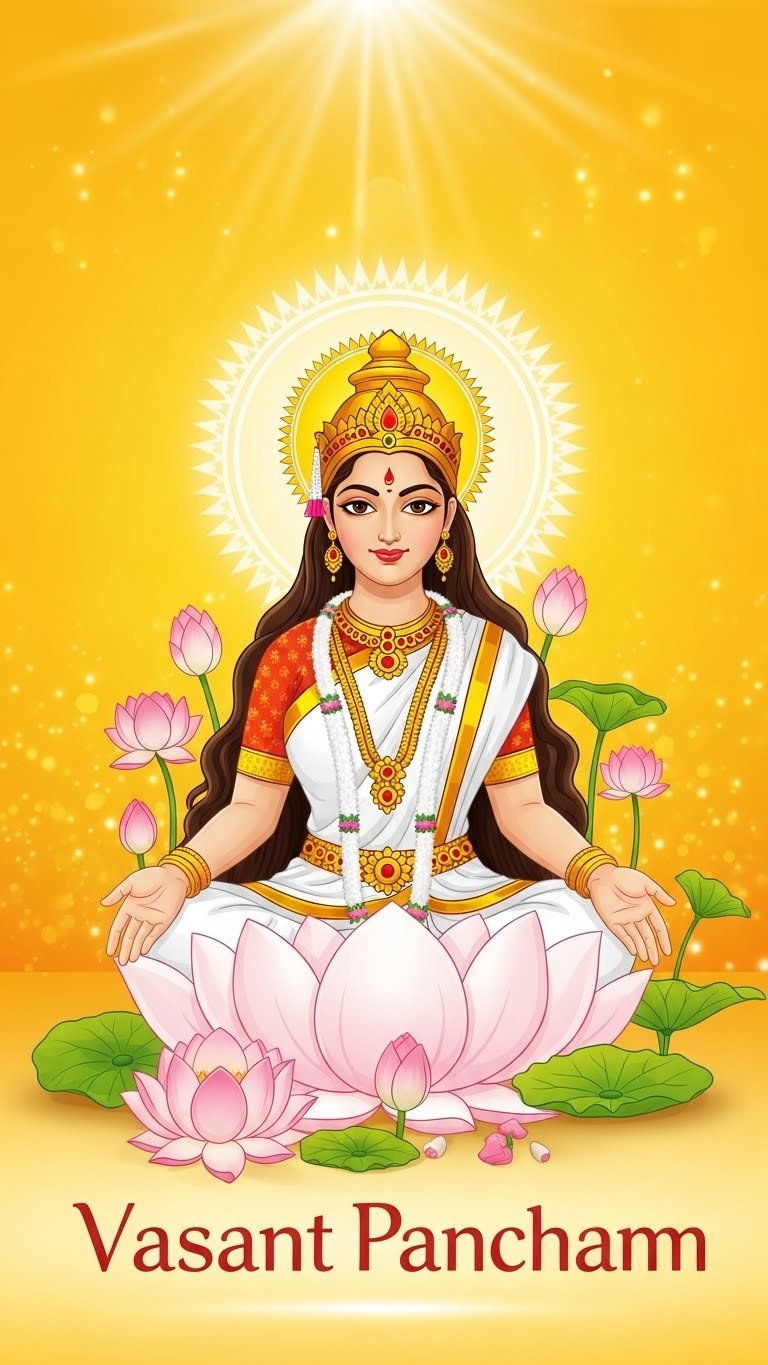 Vasant Panchami Goddess Saraswati Lotus Wallpaper