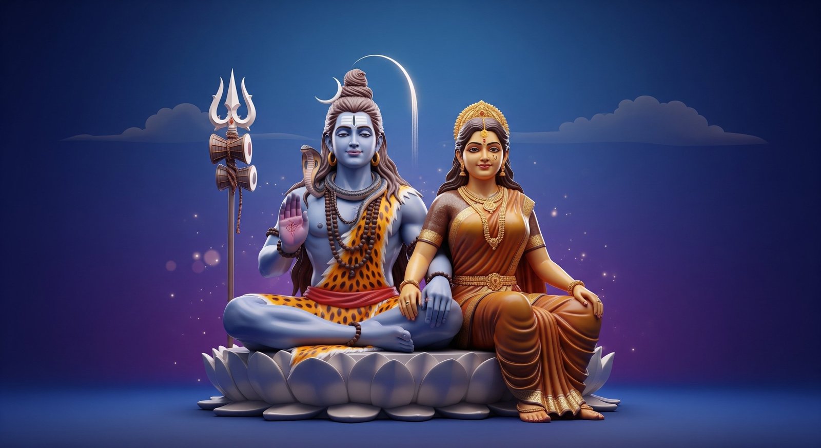 Shiv Parvati Divine Union – Peaceful 3D Spiritual Artwork