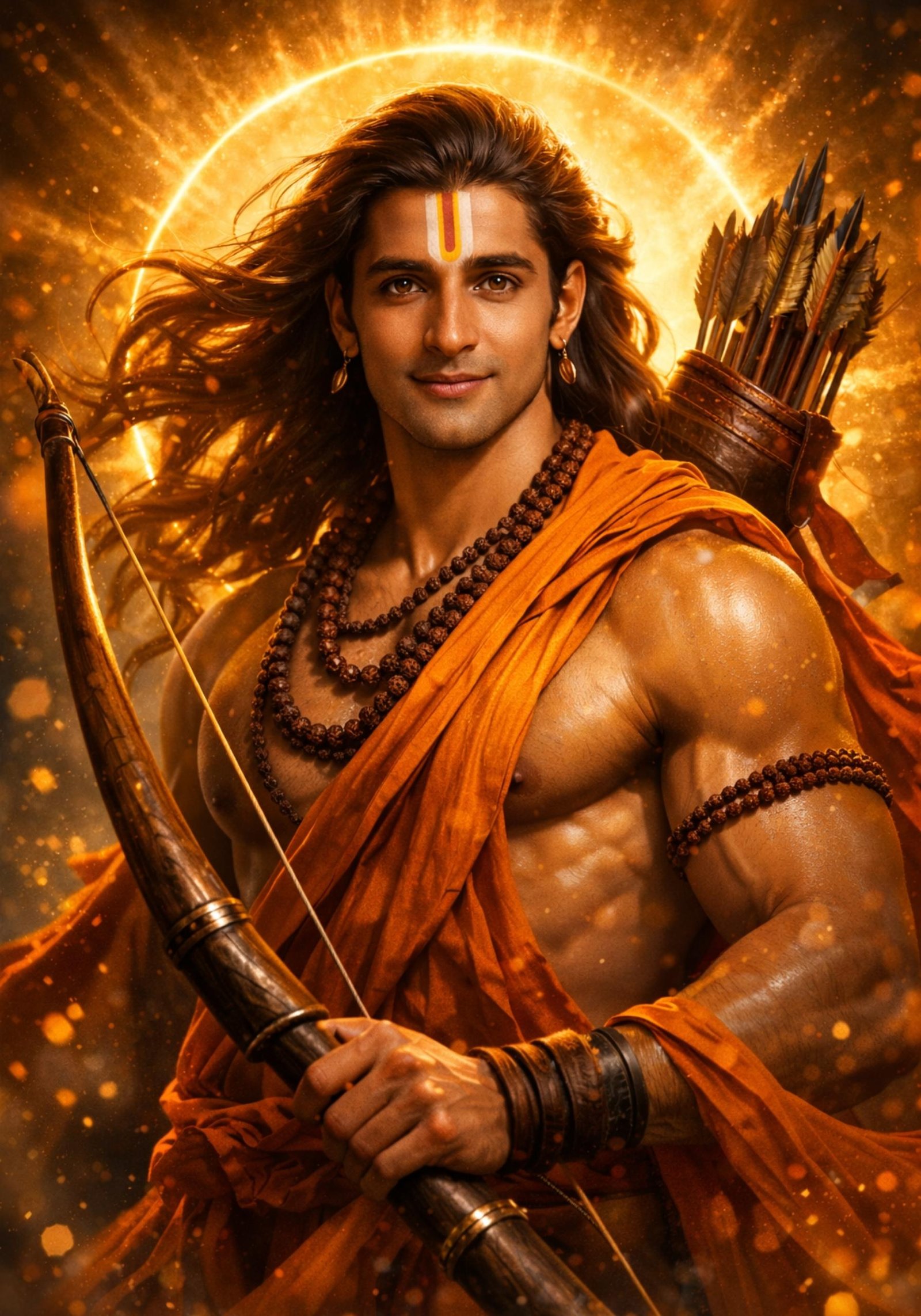 Divine Lord Rama Portrait – Golden Aura Warrior