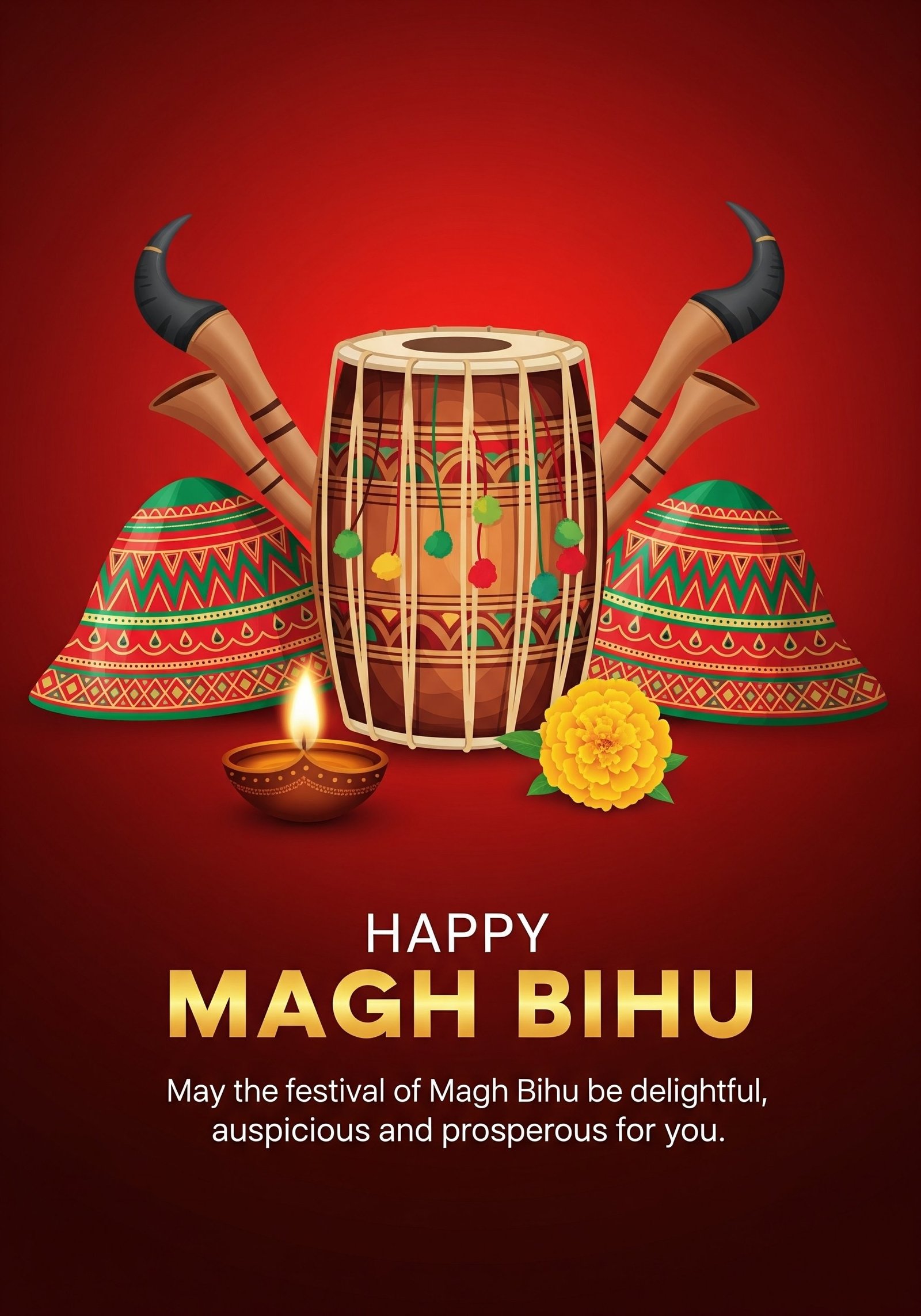 Happy Magh Bihu Festival Poster – Assamese Celebration