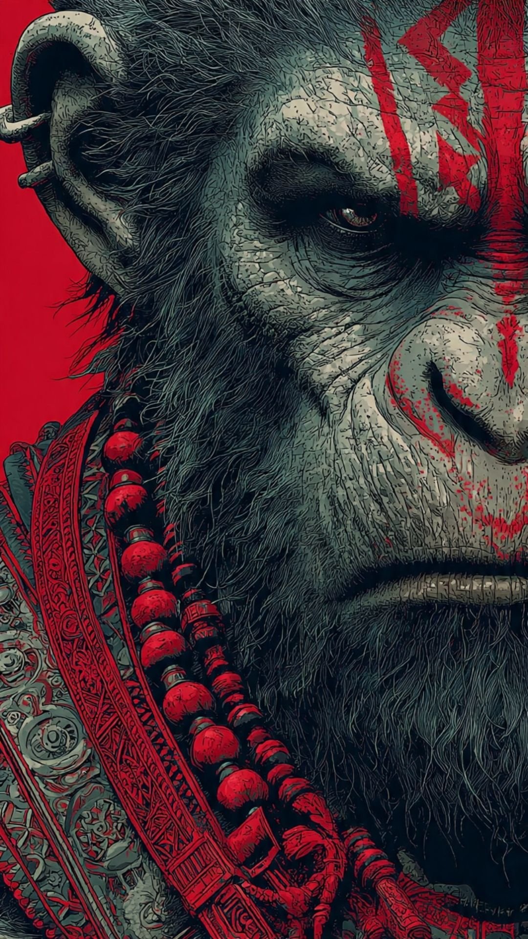 Dark Warrior Hanuman Close-Up Devotional Art