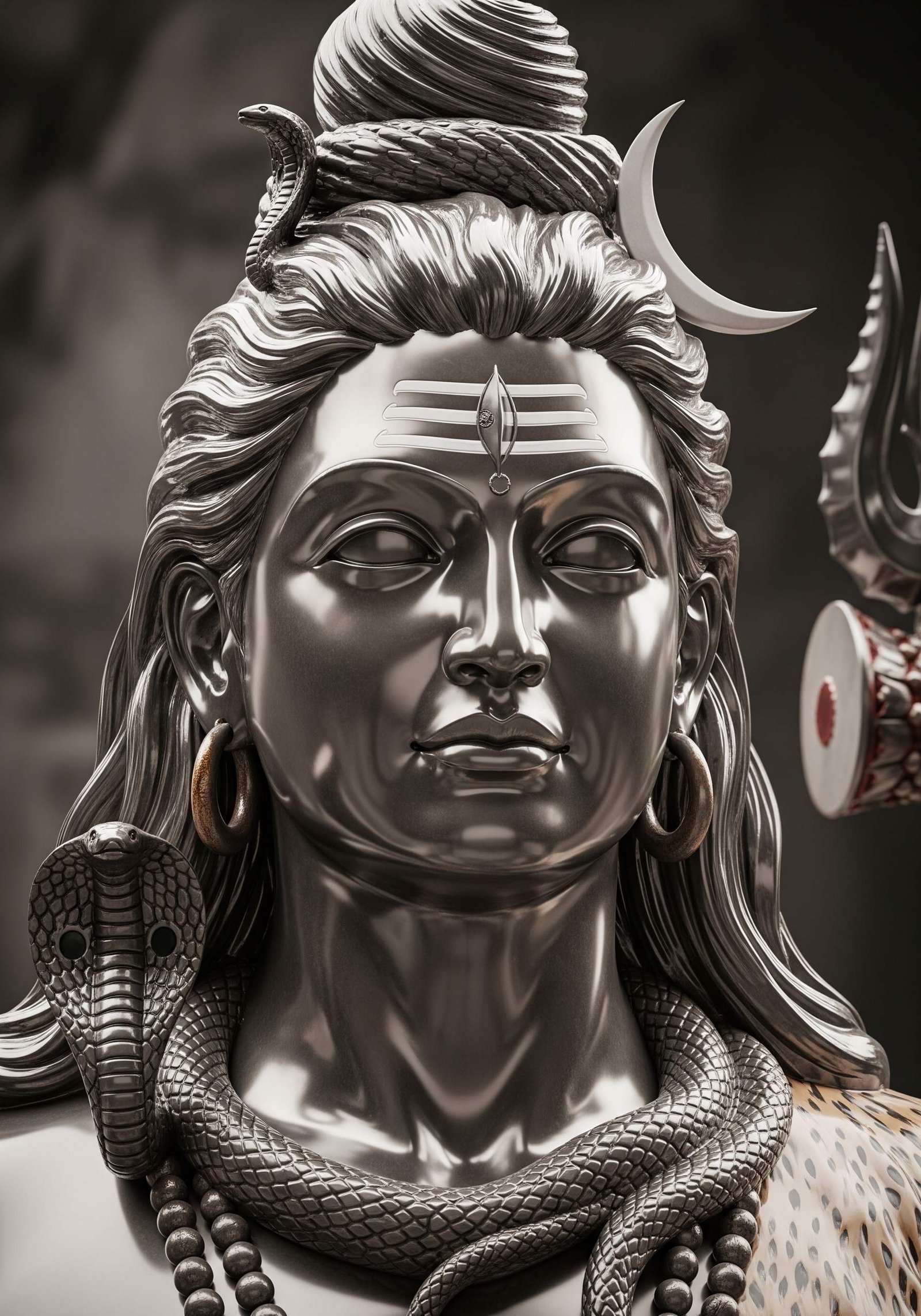 Silver Lord Shiva Meditative 3D Devotional Wallpaper